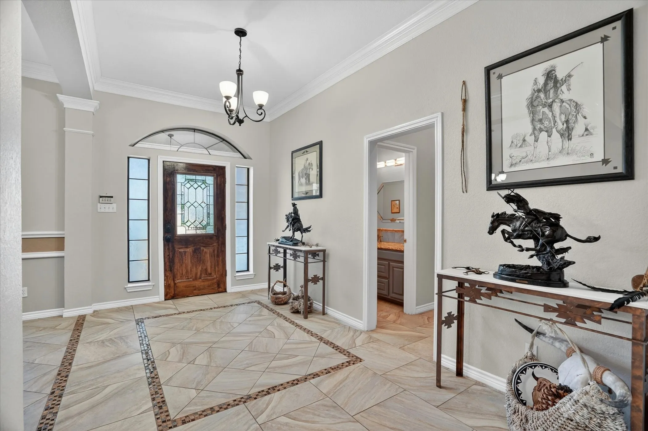 Open foyer with accent tile.