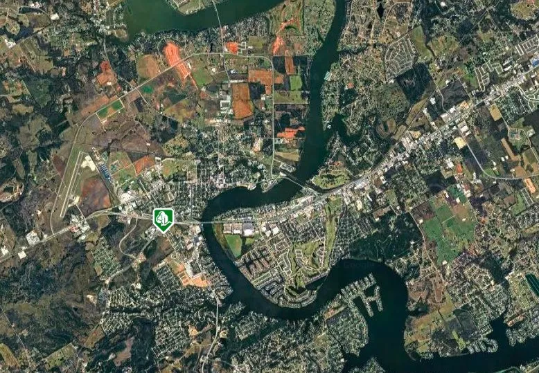 Aerial showing Granbury location overall.  Depicting the geographic layout of the property and its surrounding area
