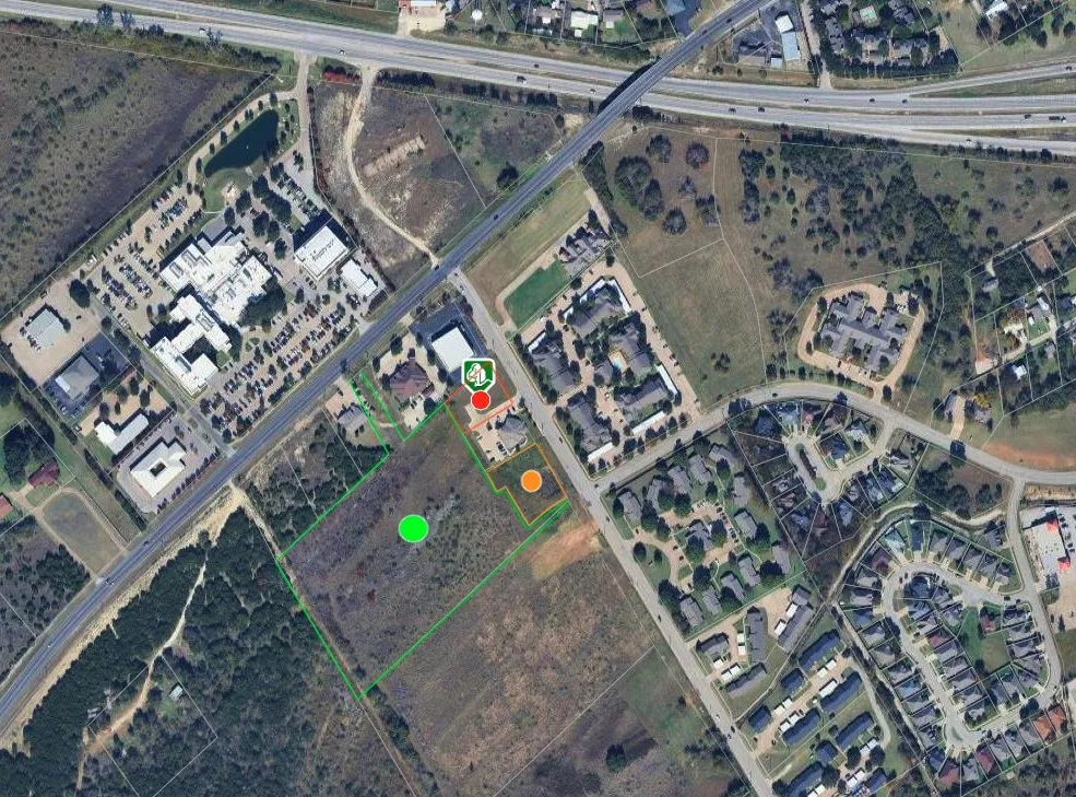 Showing 1112 N Meadows - Red Dot
1120 N Meadows - Orange Dot
1250 N Meadows - 8+ Acres - Green Dot