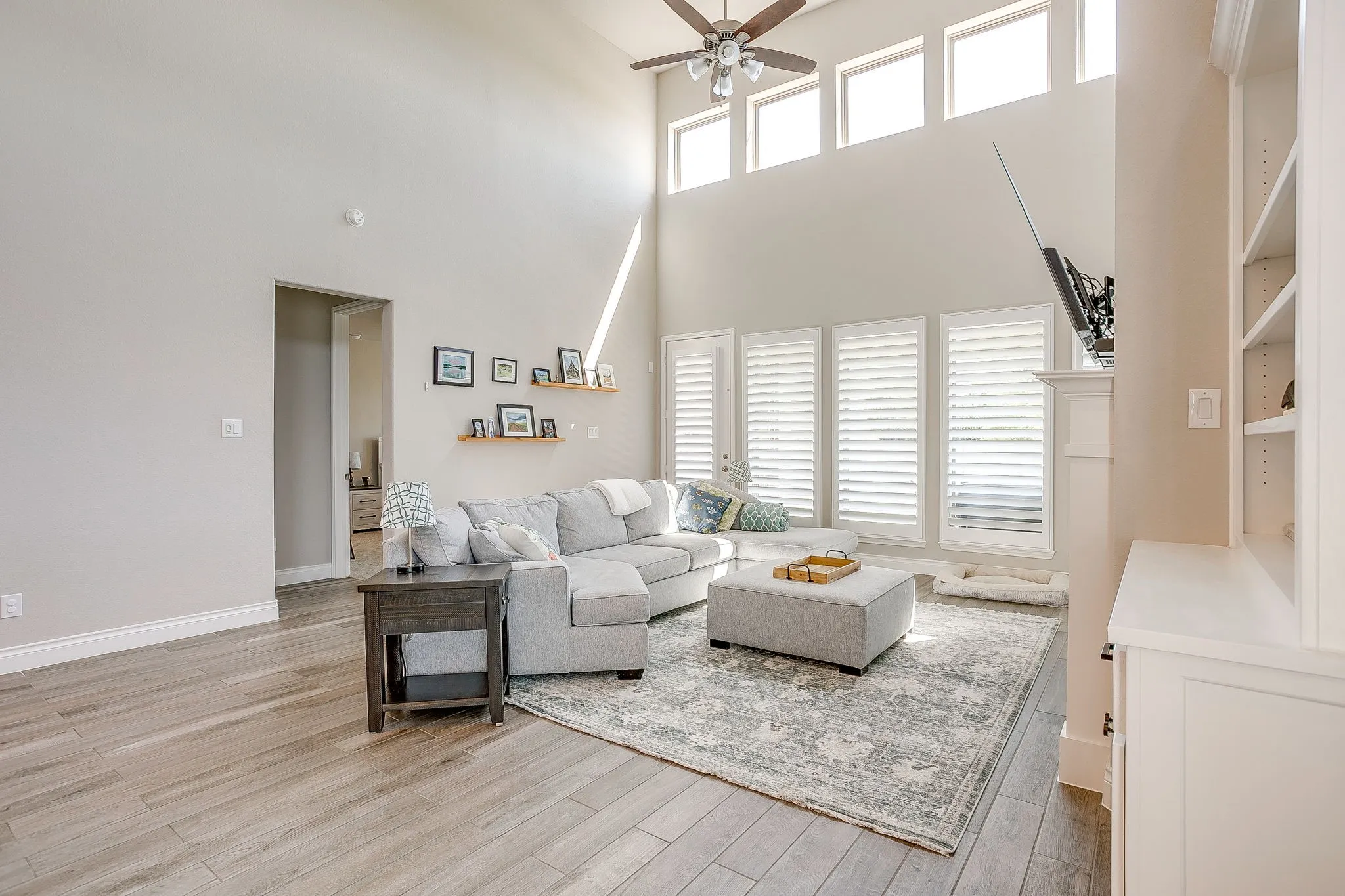 Beautiful plantation shutters are installed throughout the home!