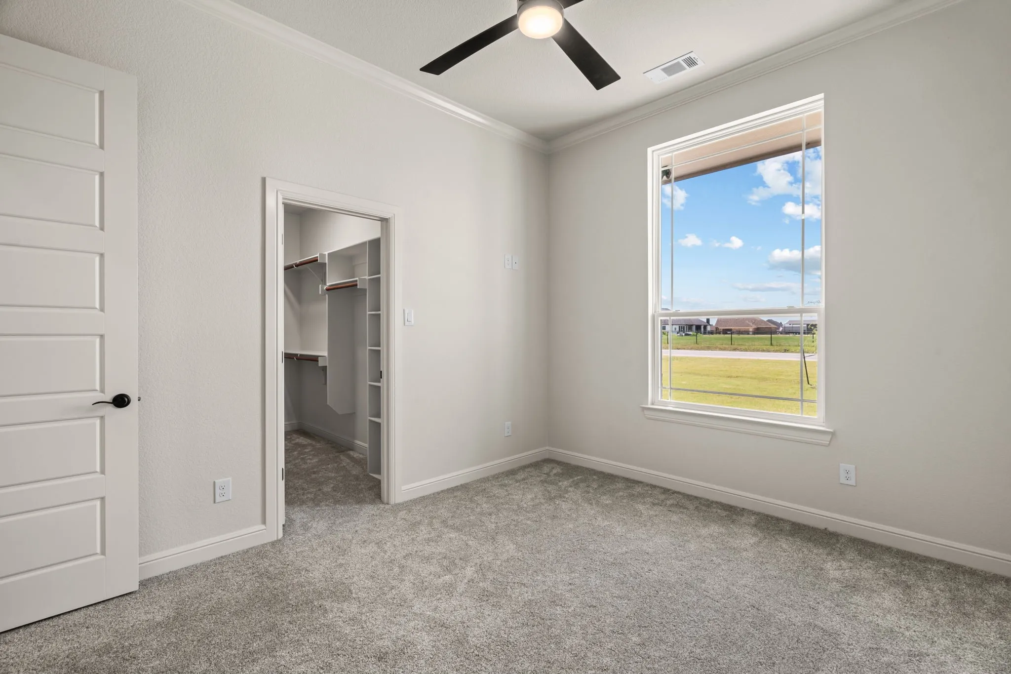 2nd Guest Bedroom with Carpet, Ceiling Fan & Walk-In Closet