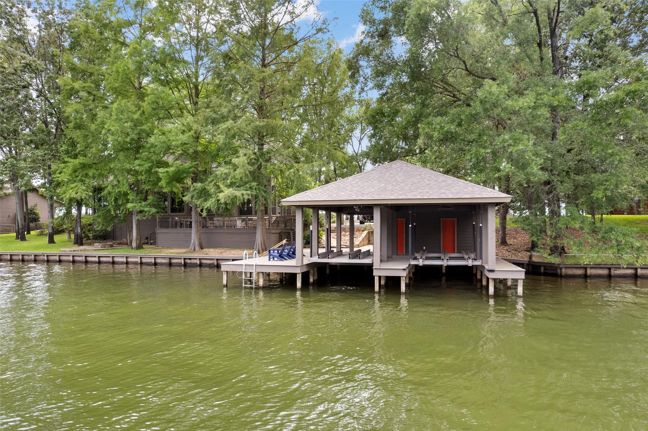 Boathouse in deep water