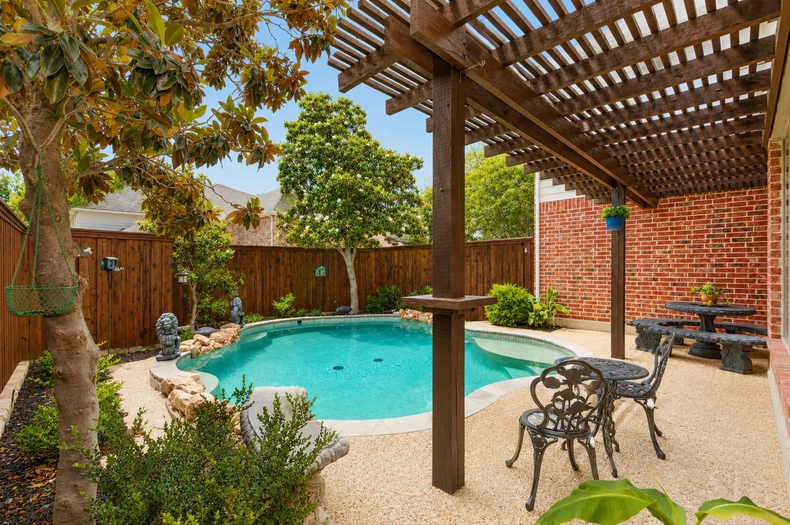 Thoughtfully designed for relaxing or entertaining, this inviting outdoor space offers a peaceful setting with plenty of room to enjoy year-round Texas living.