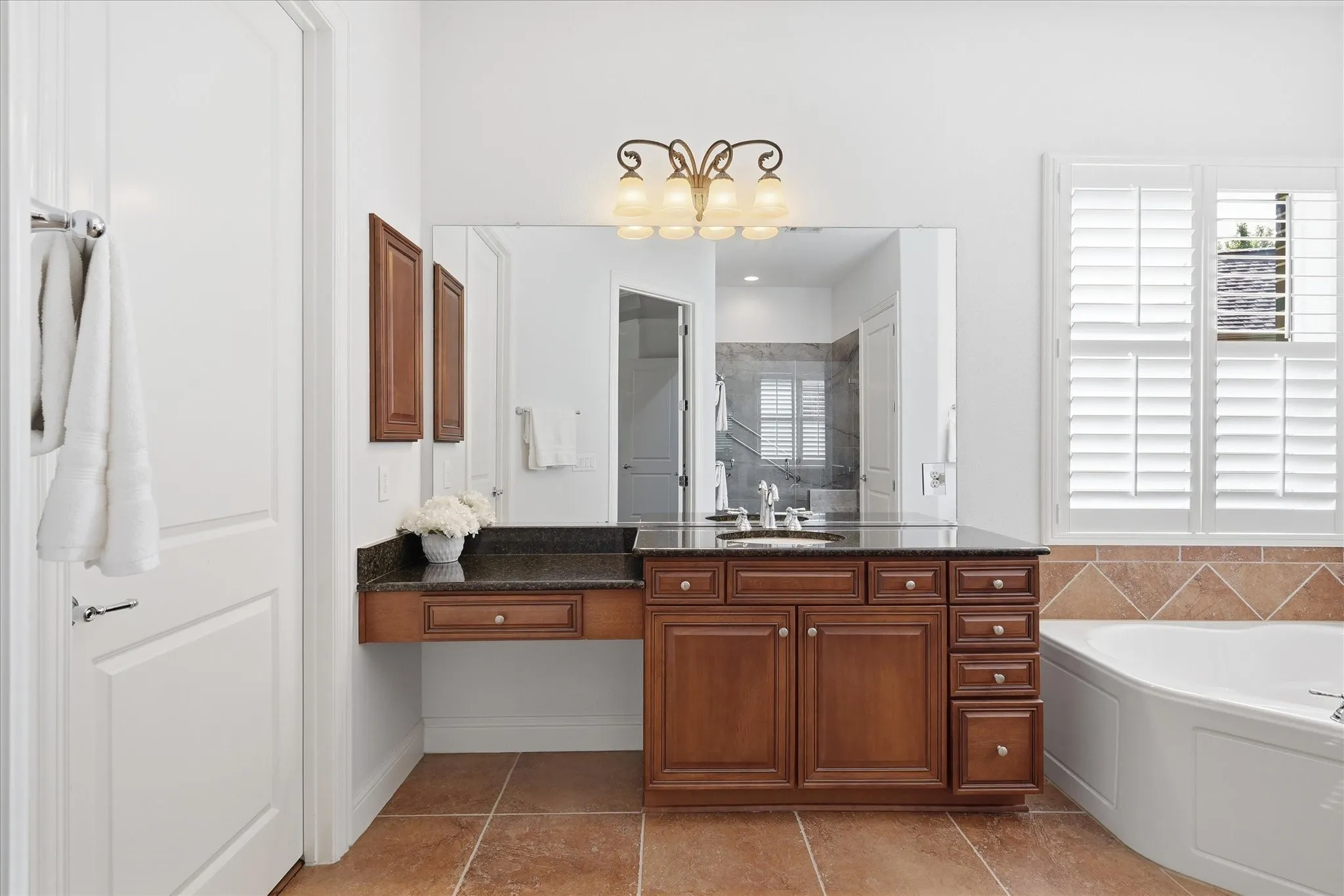 Built in space for a vanity chair.