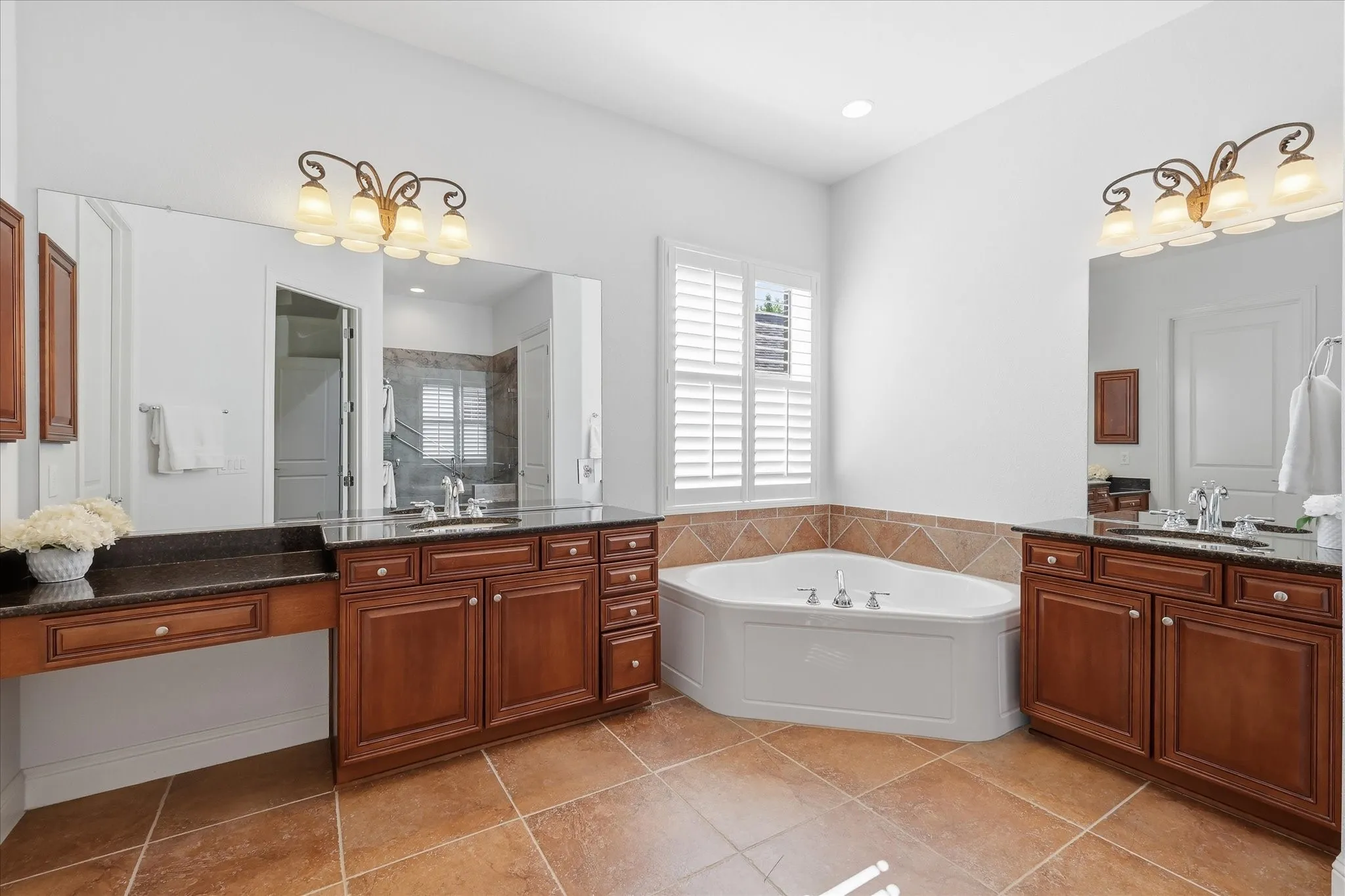 Separate vanities for space and function.
