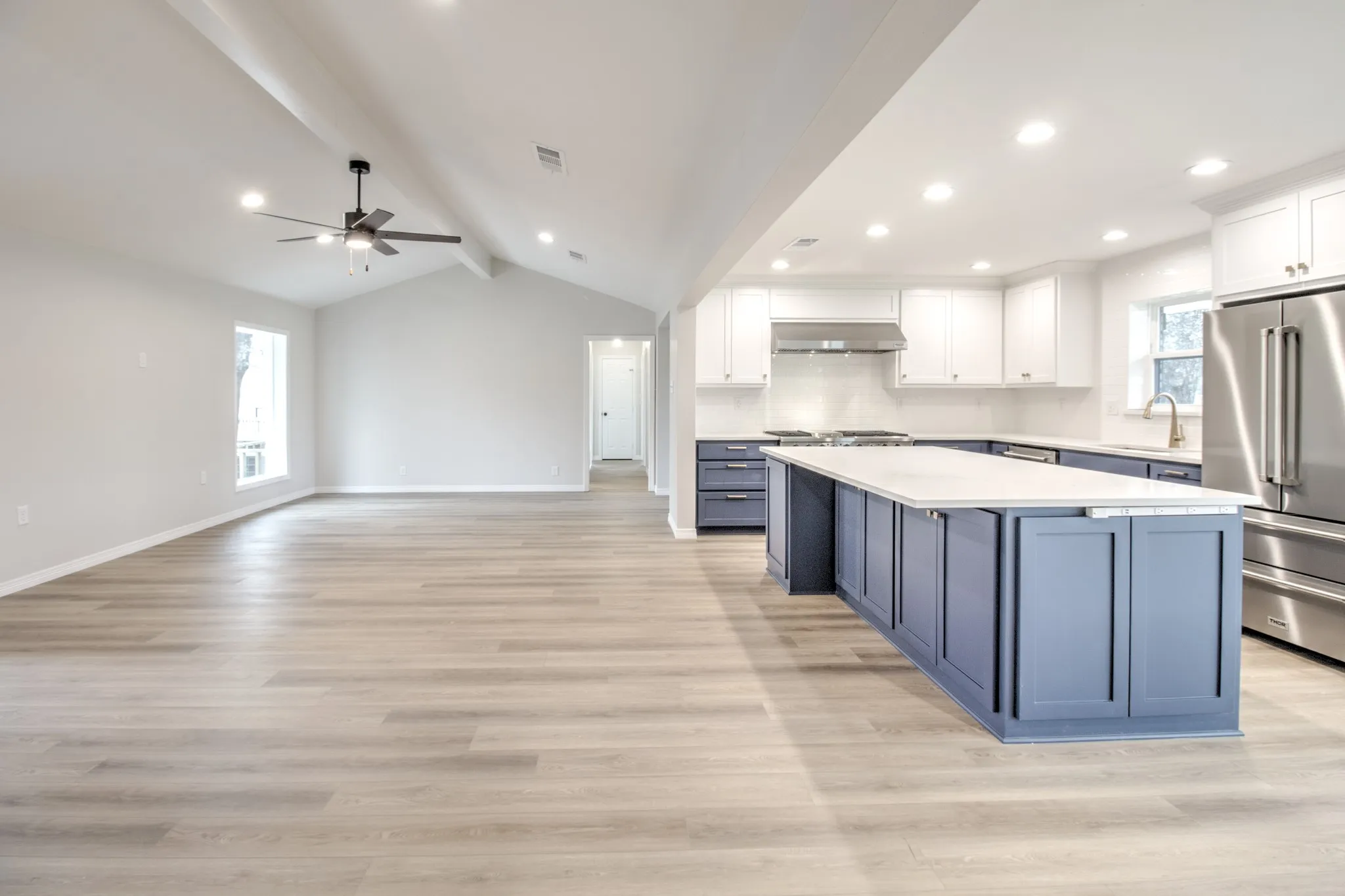 Kitchen and Living room View, Open Floor Plan.
