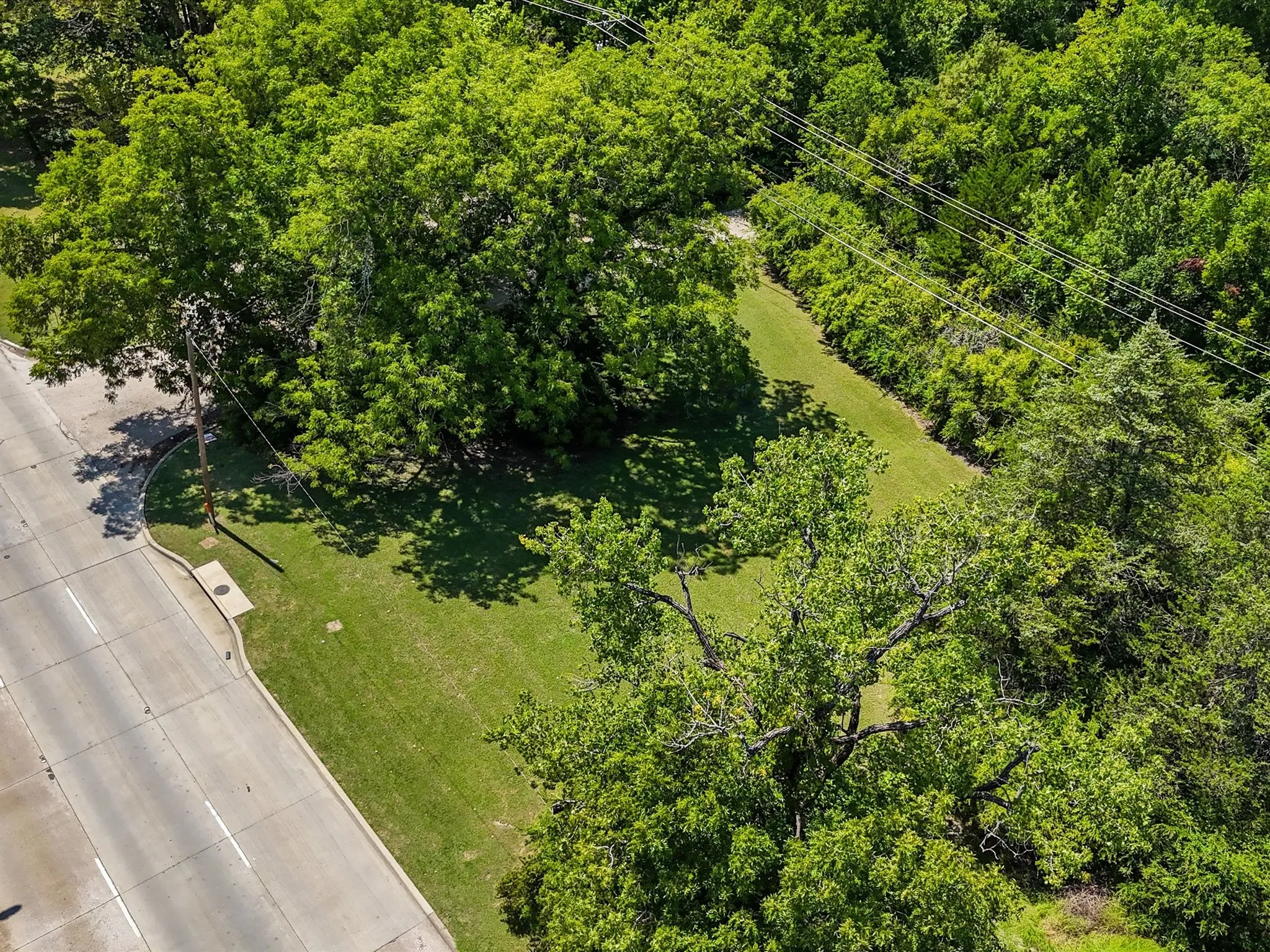 Expansive undeveloped lot featuring mature trees and a manicured grassy area