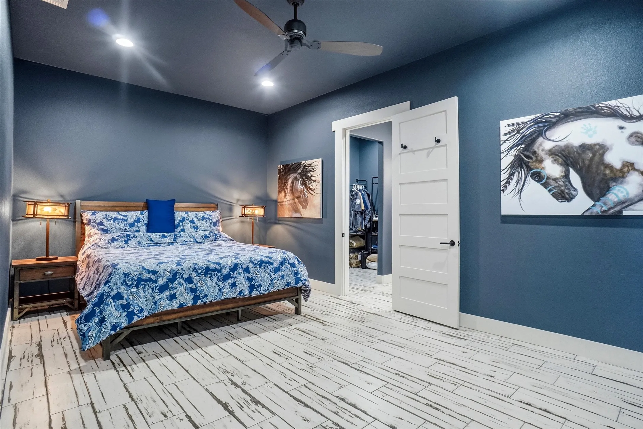 Spacious bedroom in guest quarters with beautiful ensuite bath to the right.