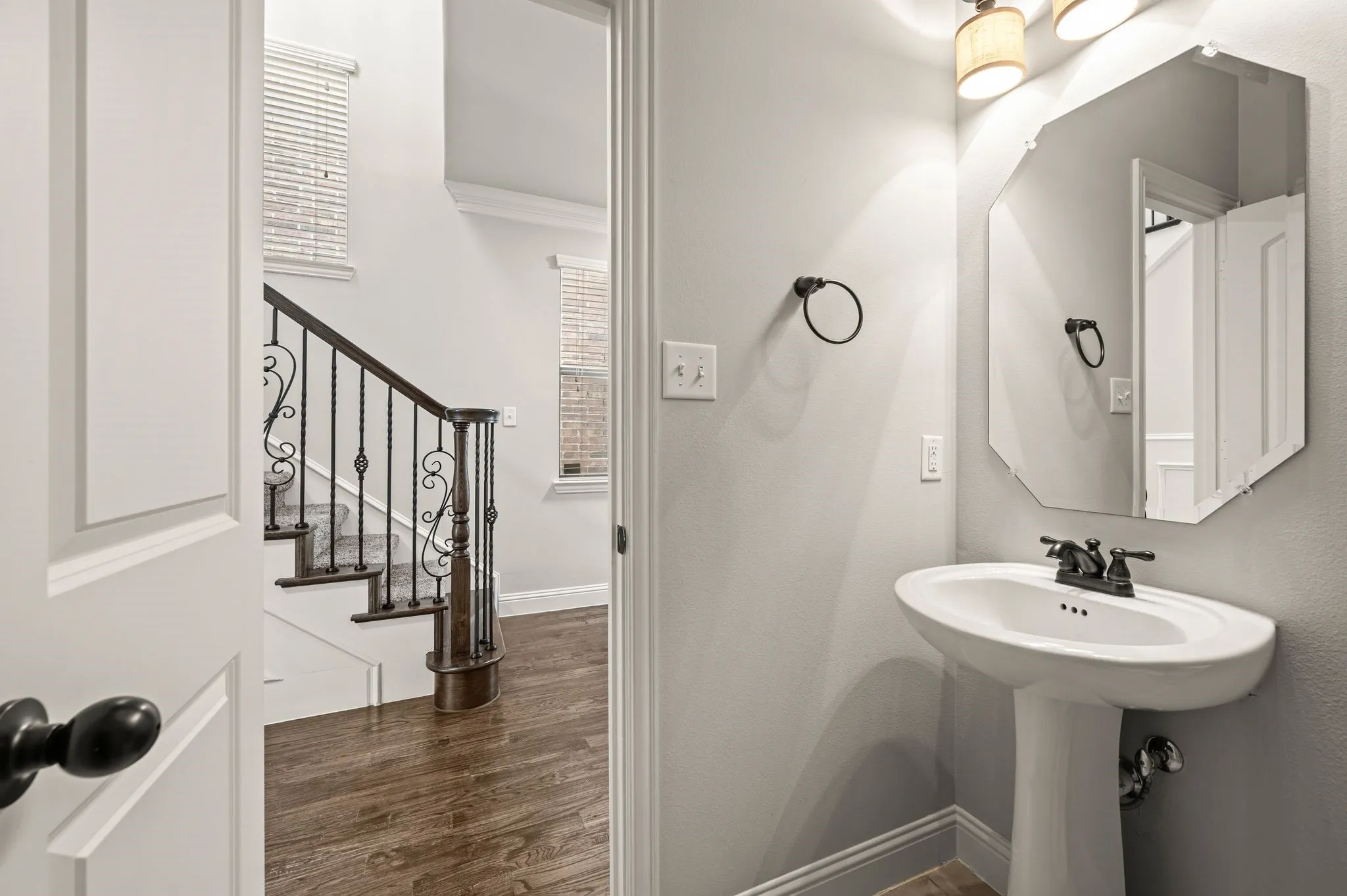 Downstairs powder bath for your guest.