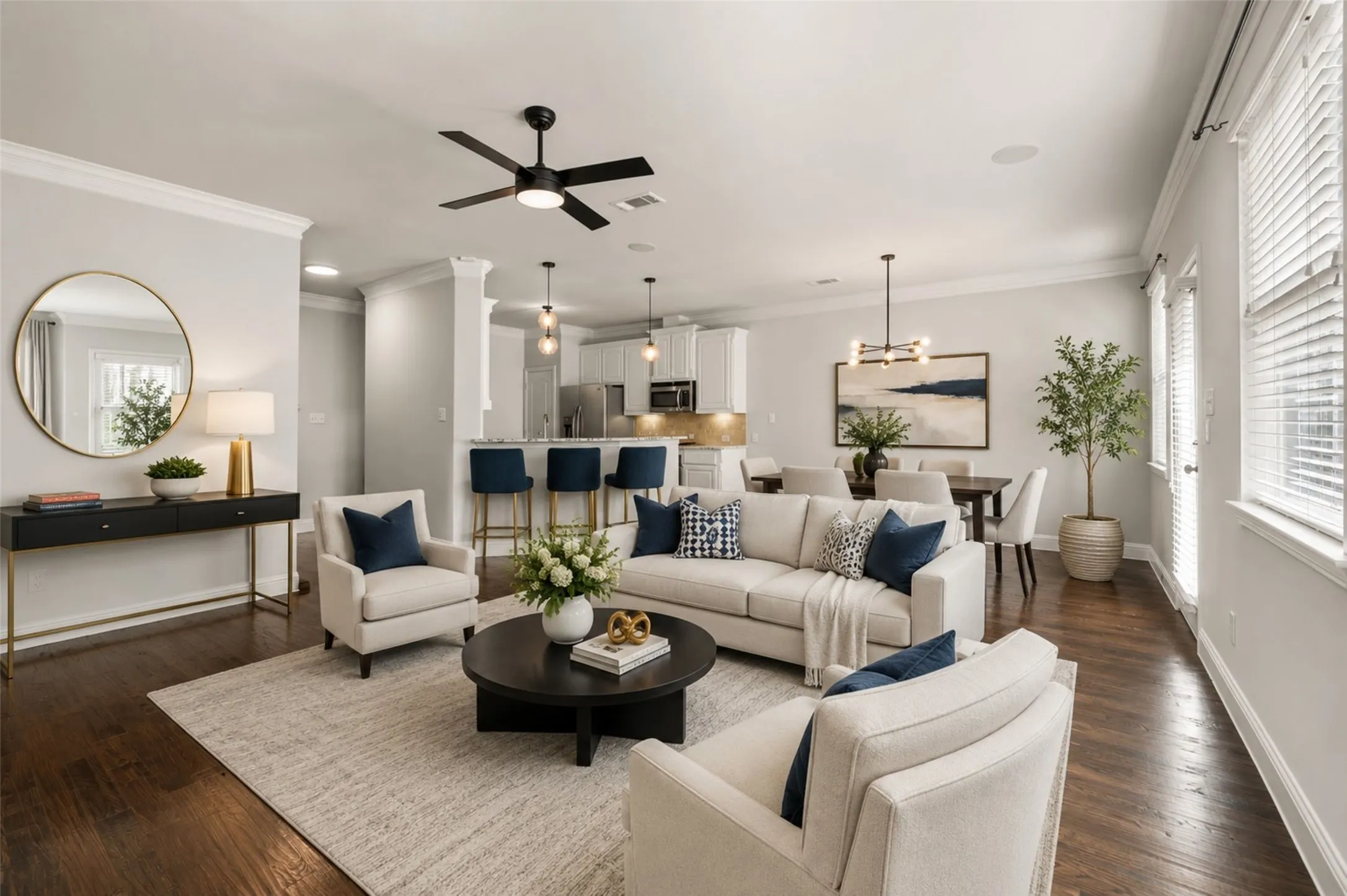 Open family room connecting to the dining area.