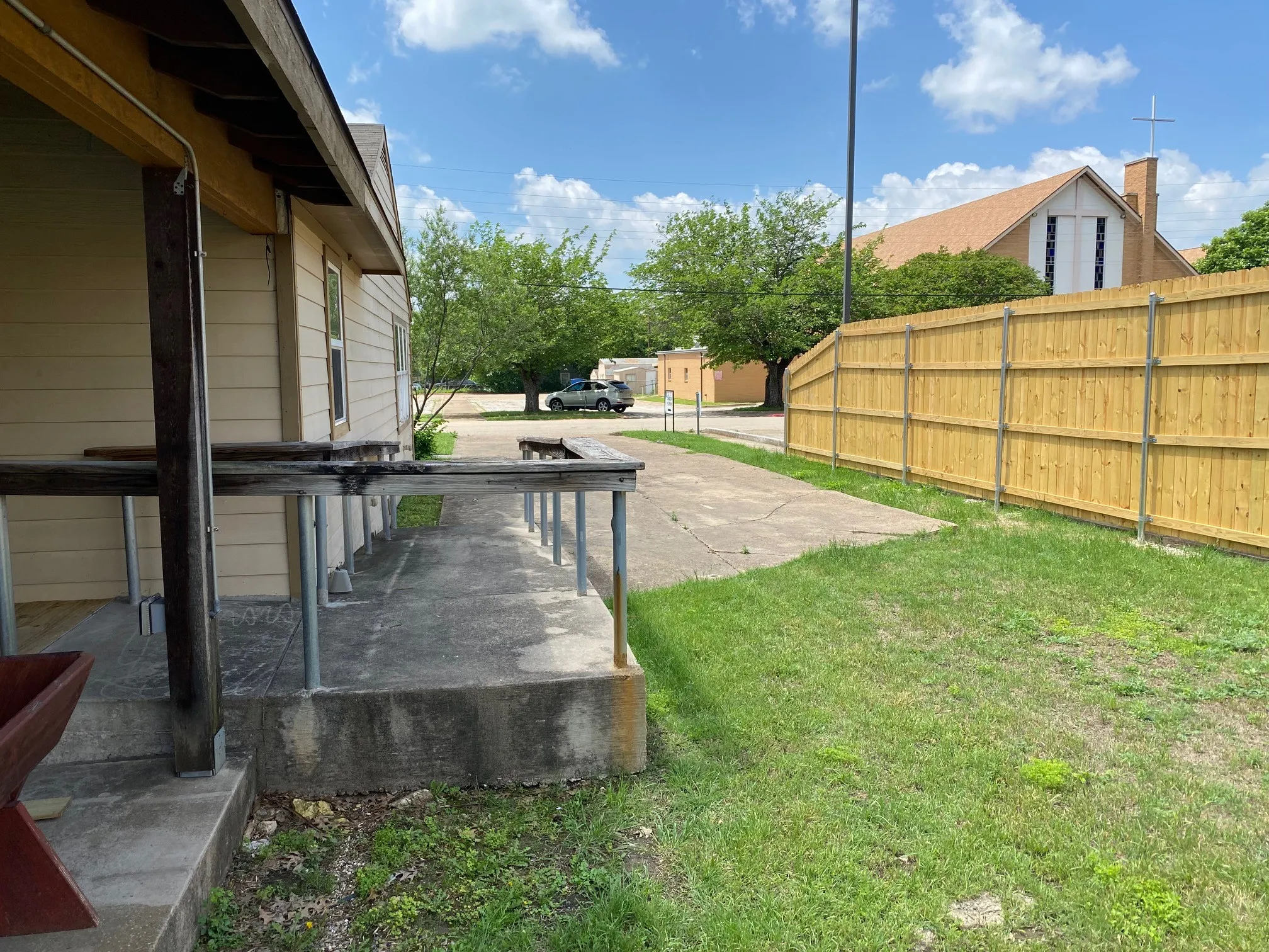 Ramp and driveway.