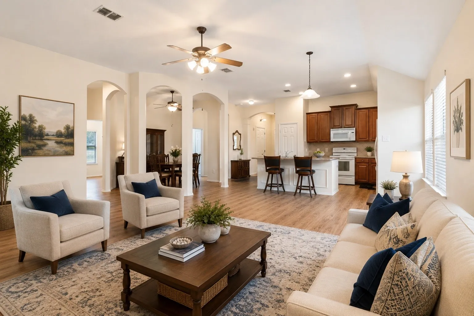 Virtually staged living room.
