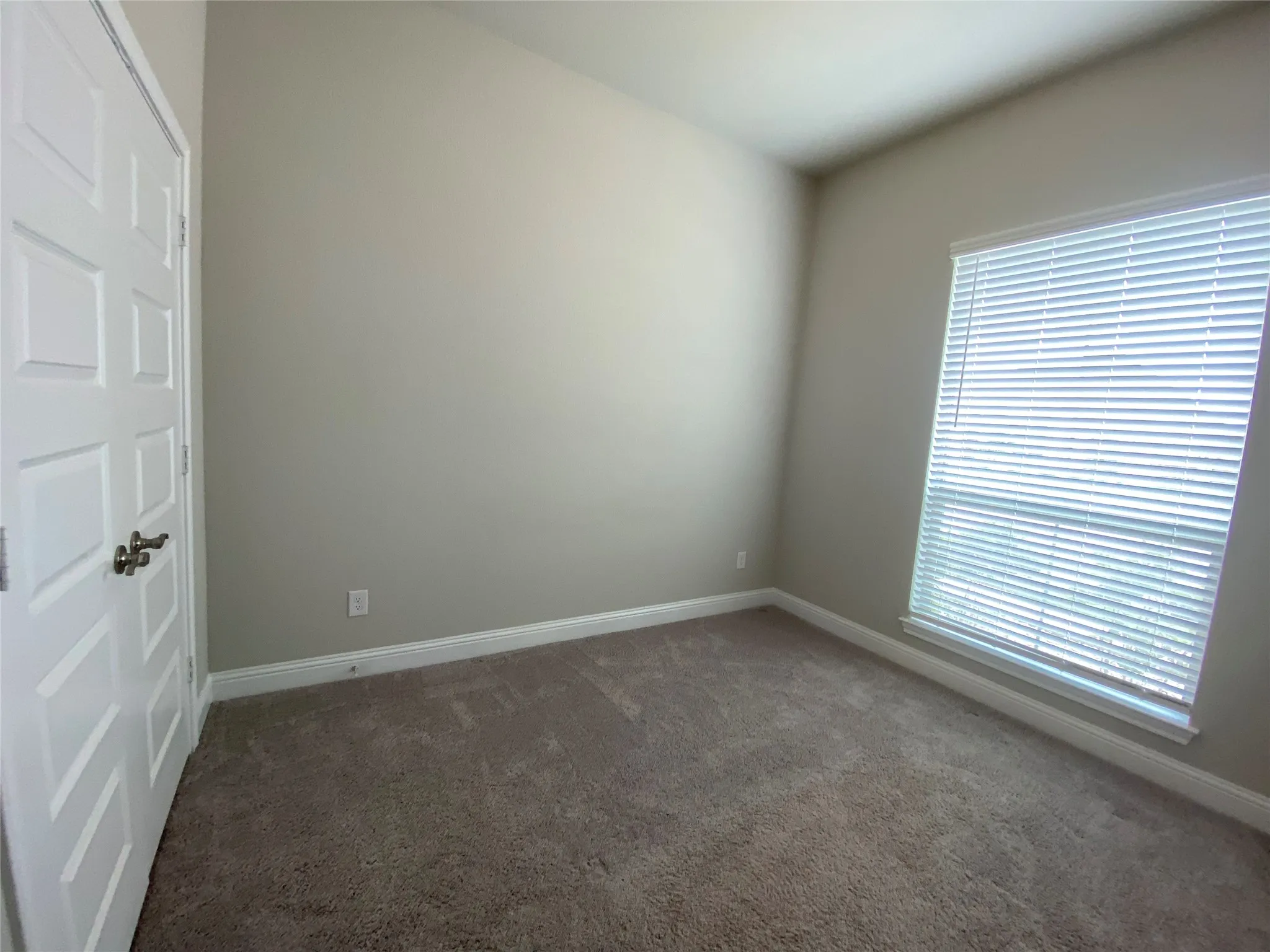 Empty room with dark colored carpet