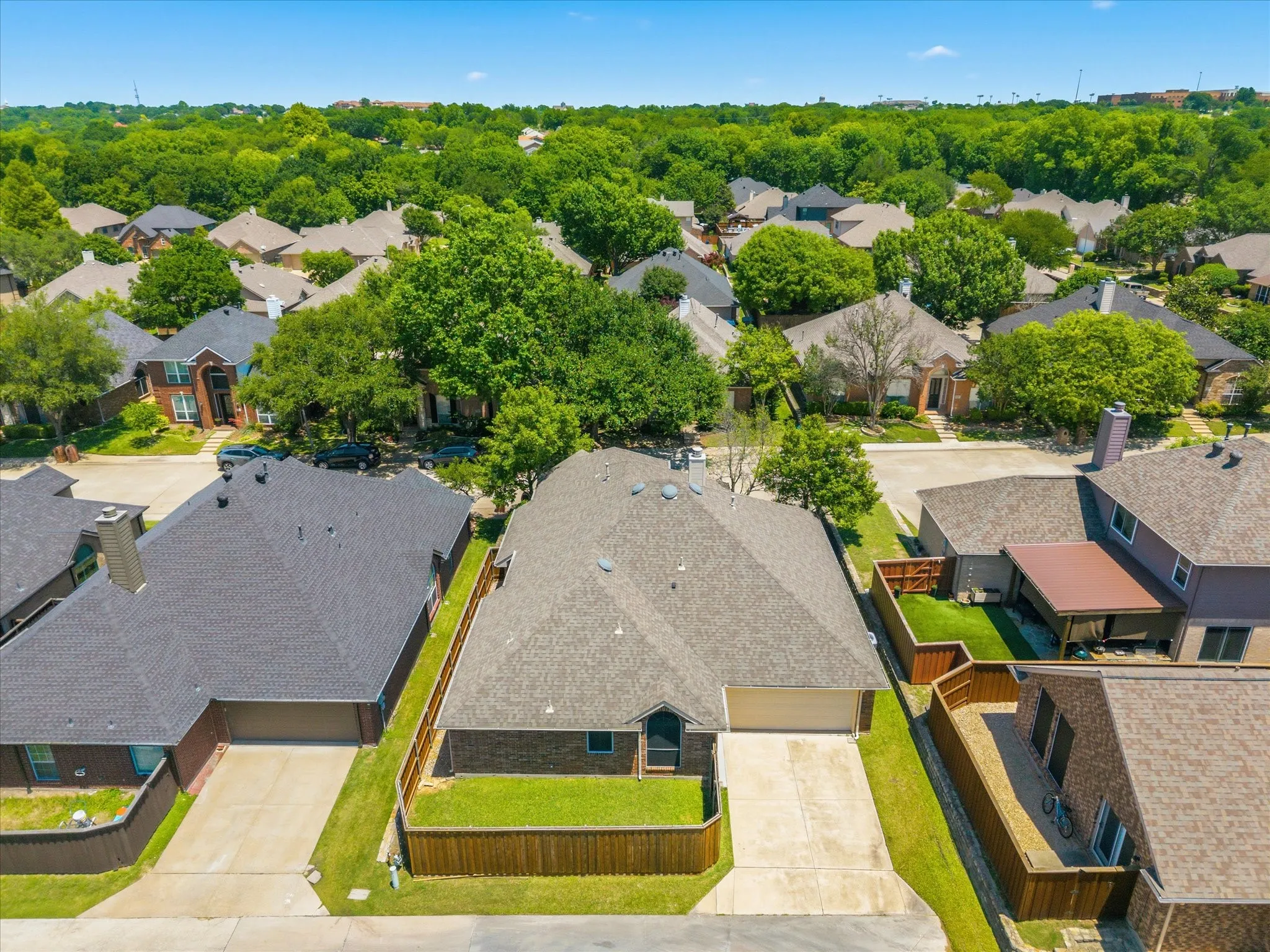 Aerial view of the back of the home.