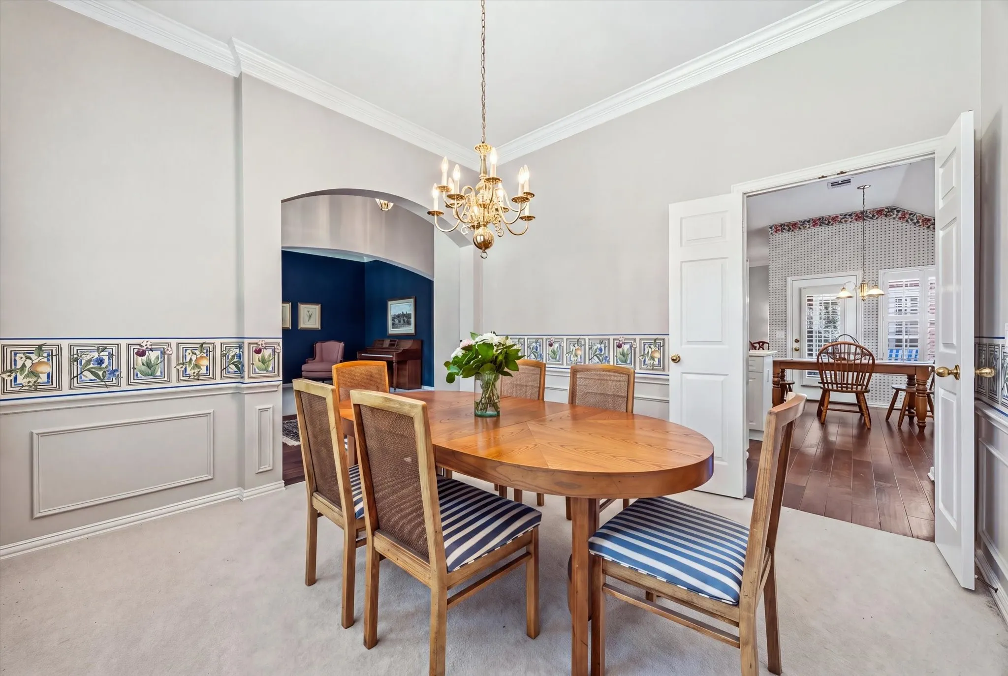 Alternate view of the formal dining room.