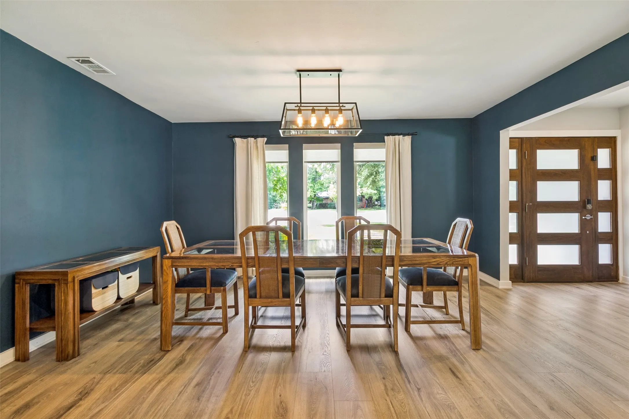 Bold dining area designed for both entertaining and everyday living.