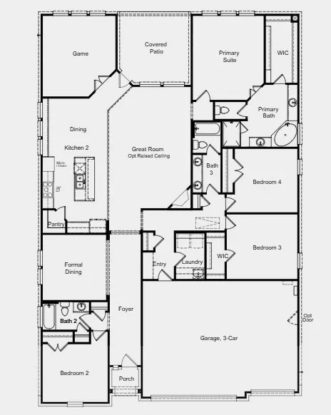Additional Highlights Include: Raised ceiling at great room, exterior gas drop, brick front porch, pendant lights at kitchen island, and shower in place of tub/shower at secondary bath.
