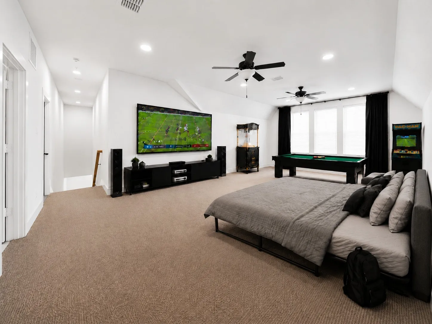 Photo is digitally staged and altered. Secondary Bedroom with Full Bath that can be used as a Media Room or Bonus Room or Extra Guest Bedroom