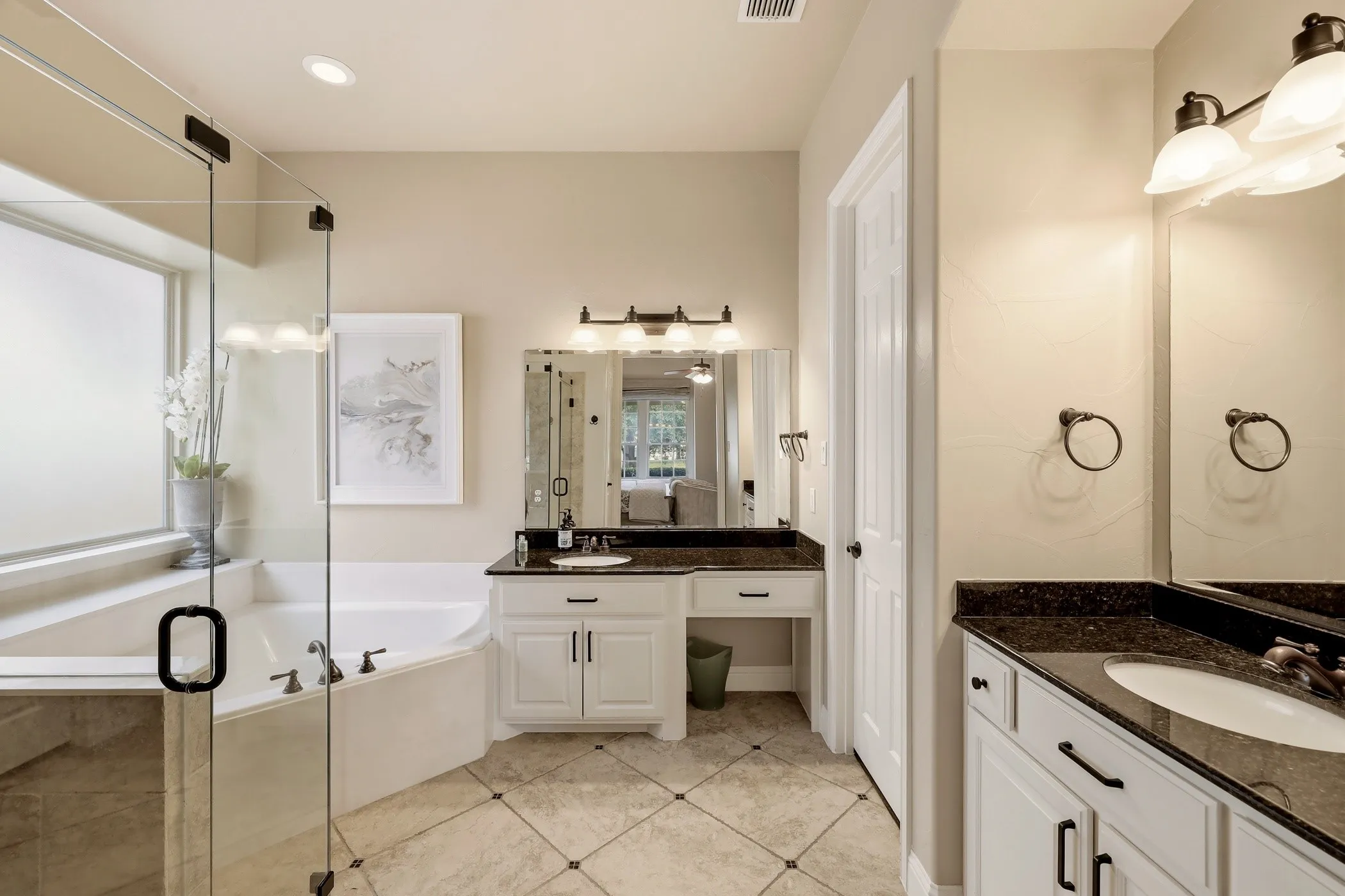 Elegant primary bathroom.