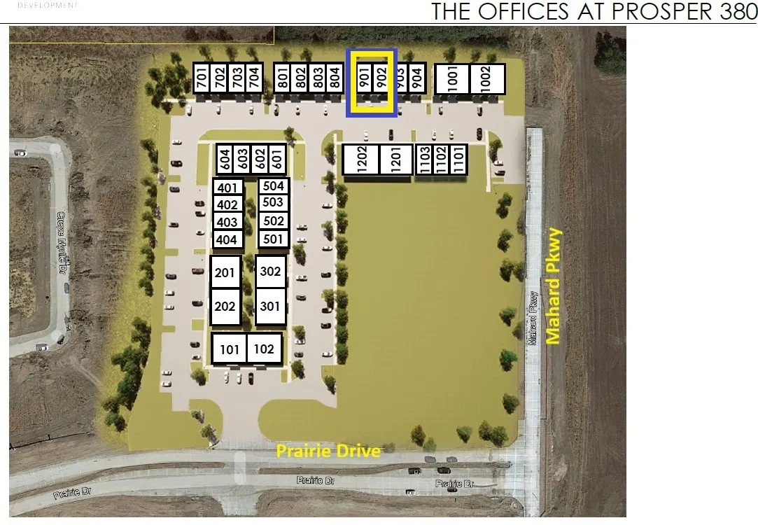 Site Plan. Illustrating the layout of buildings and roadways within the property