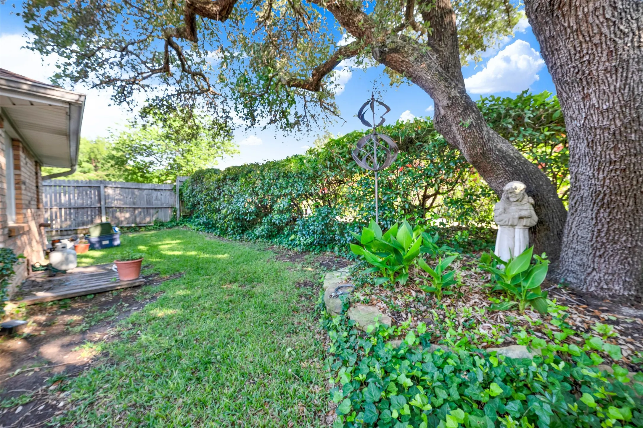 beautiful green private backyard