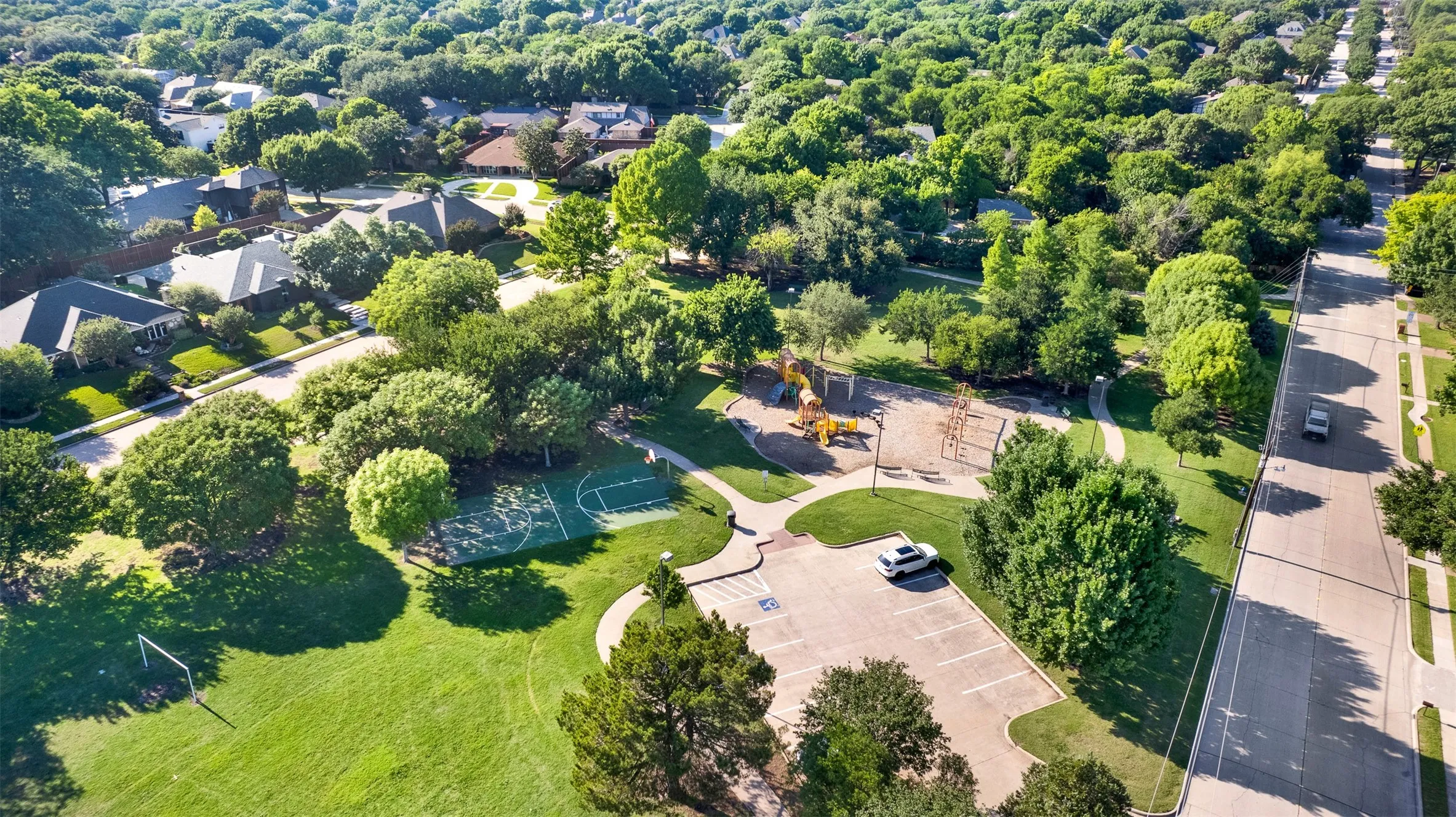 Basketball court and play equipment
