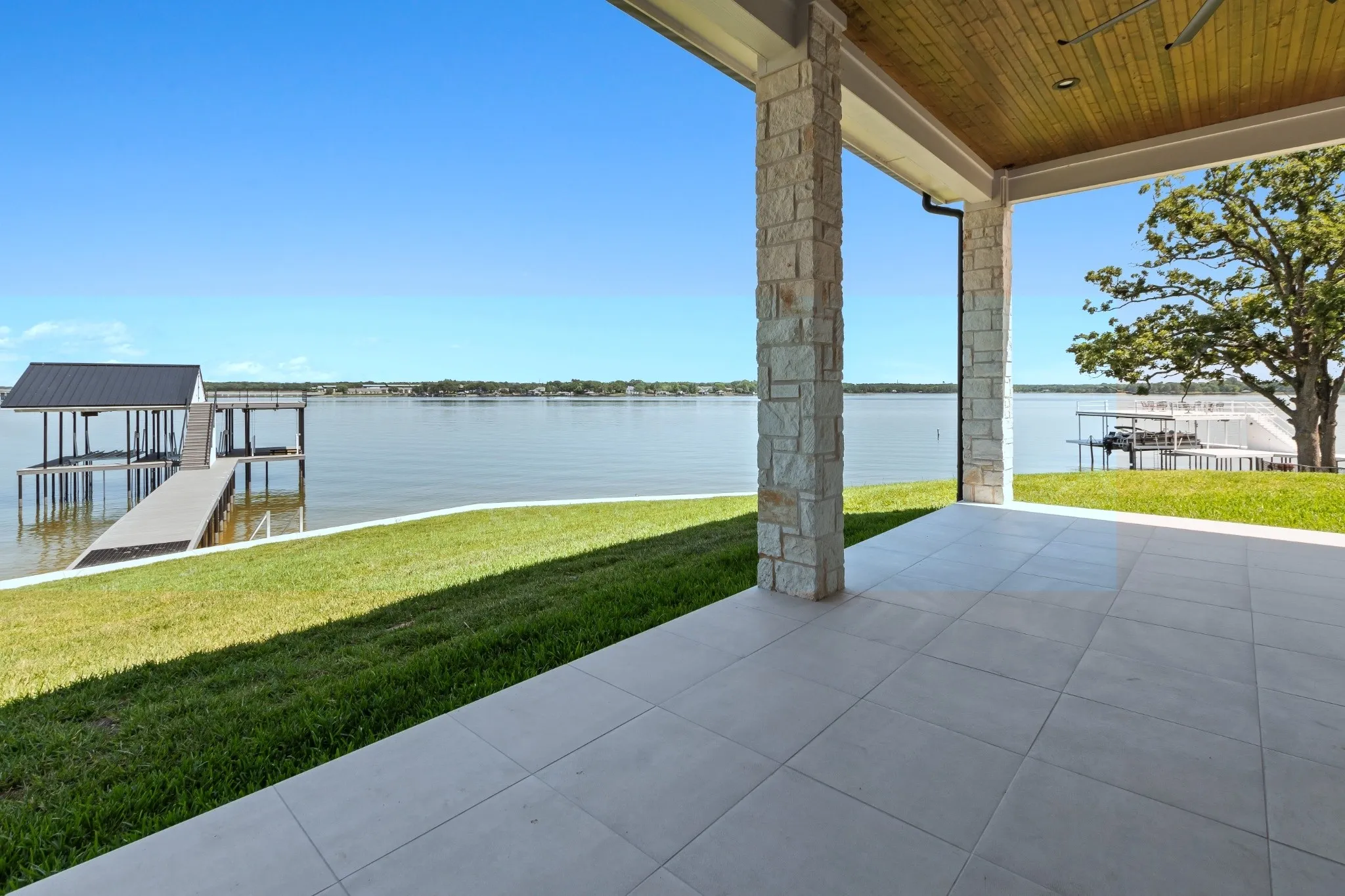 Tiled covered patio conveniently positioned off both the living area and primary suite