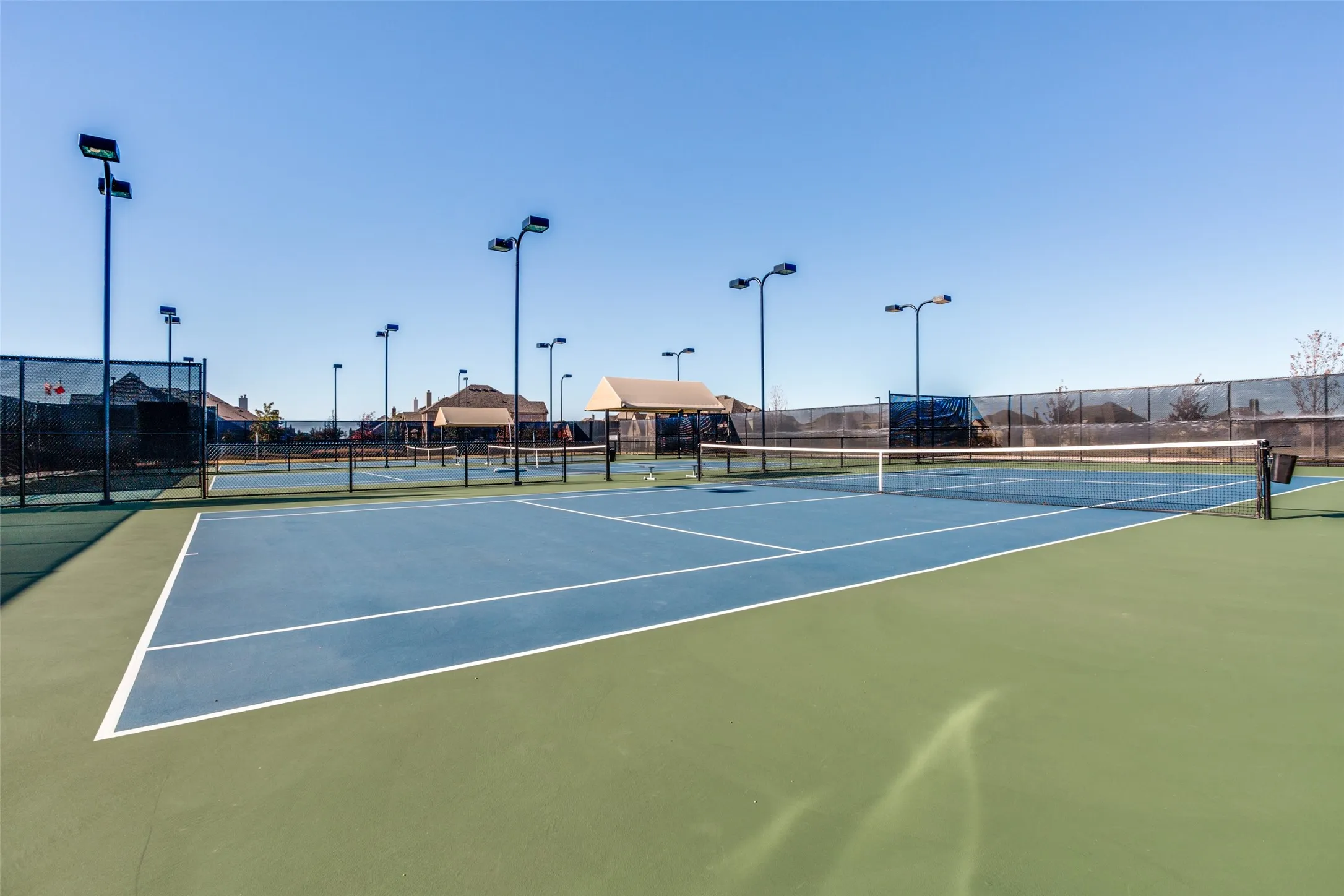 Tennis, pickleball and basketball courts.