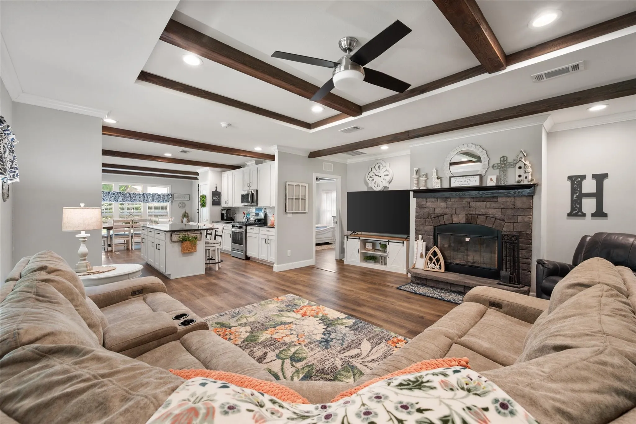 Large family room open to kitchen