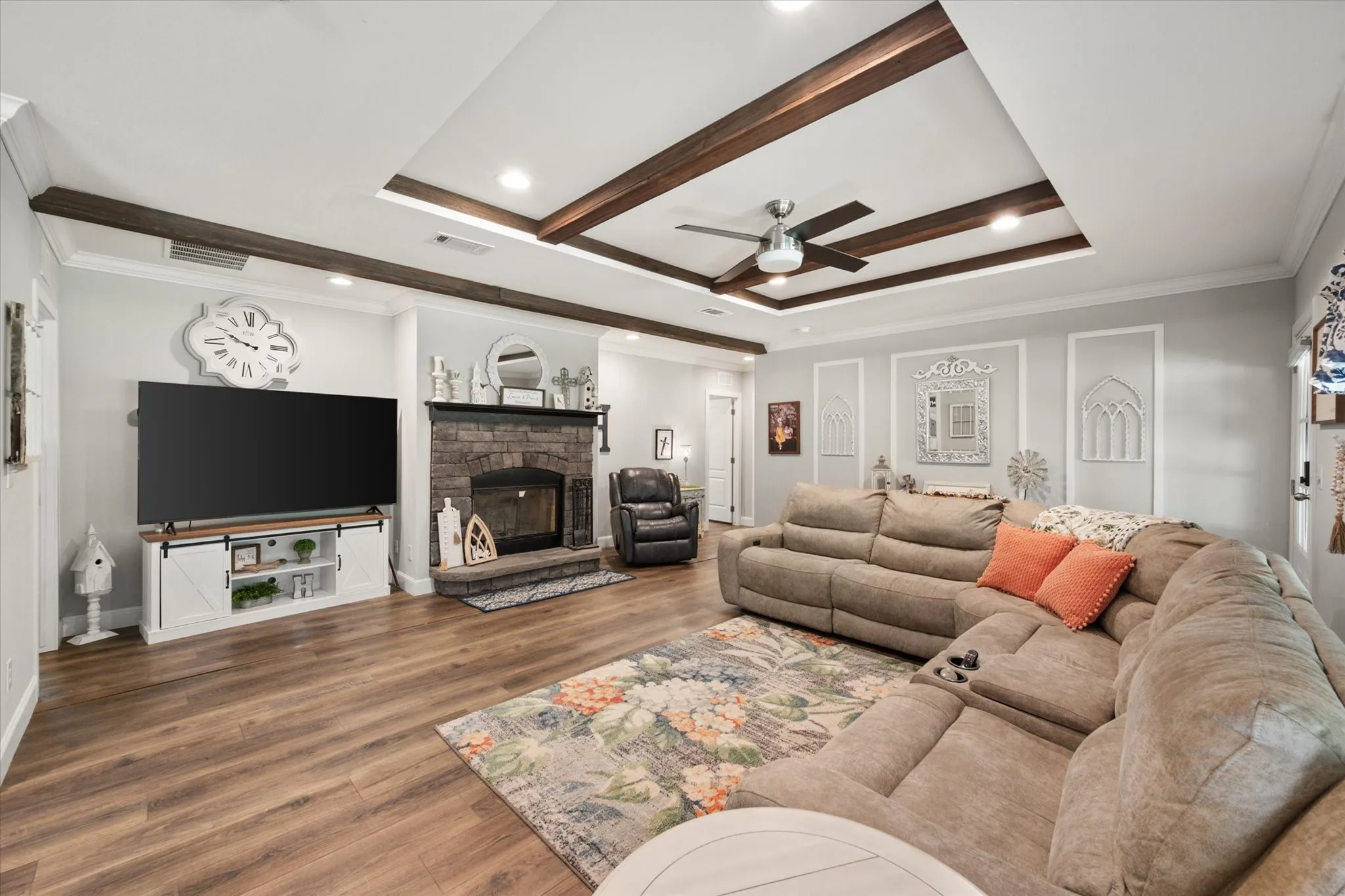 Wood burning fireplace