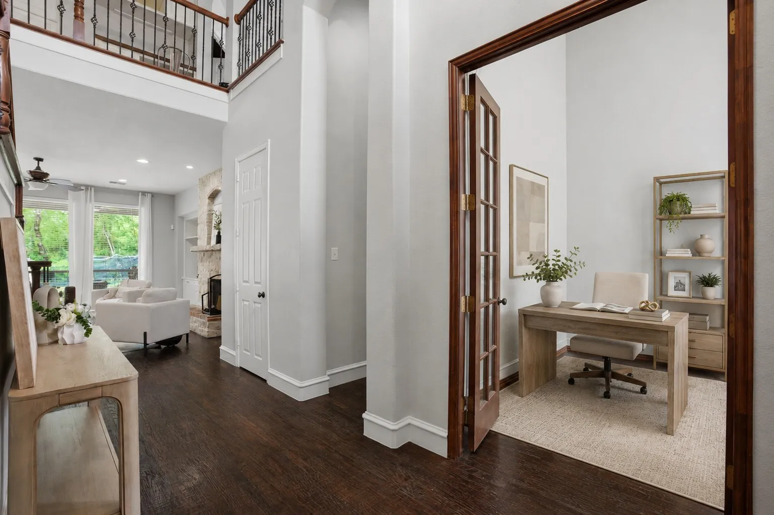 Office with soaring ceilings - virtually staged