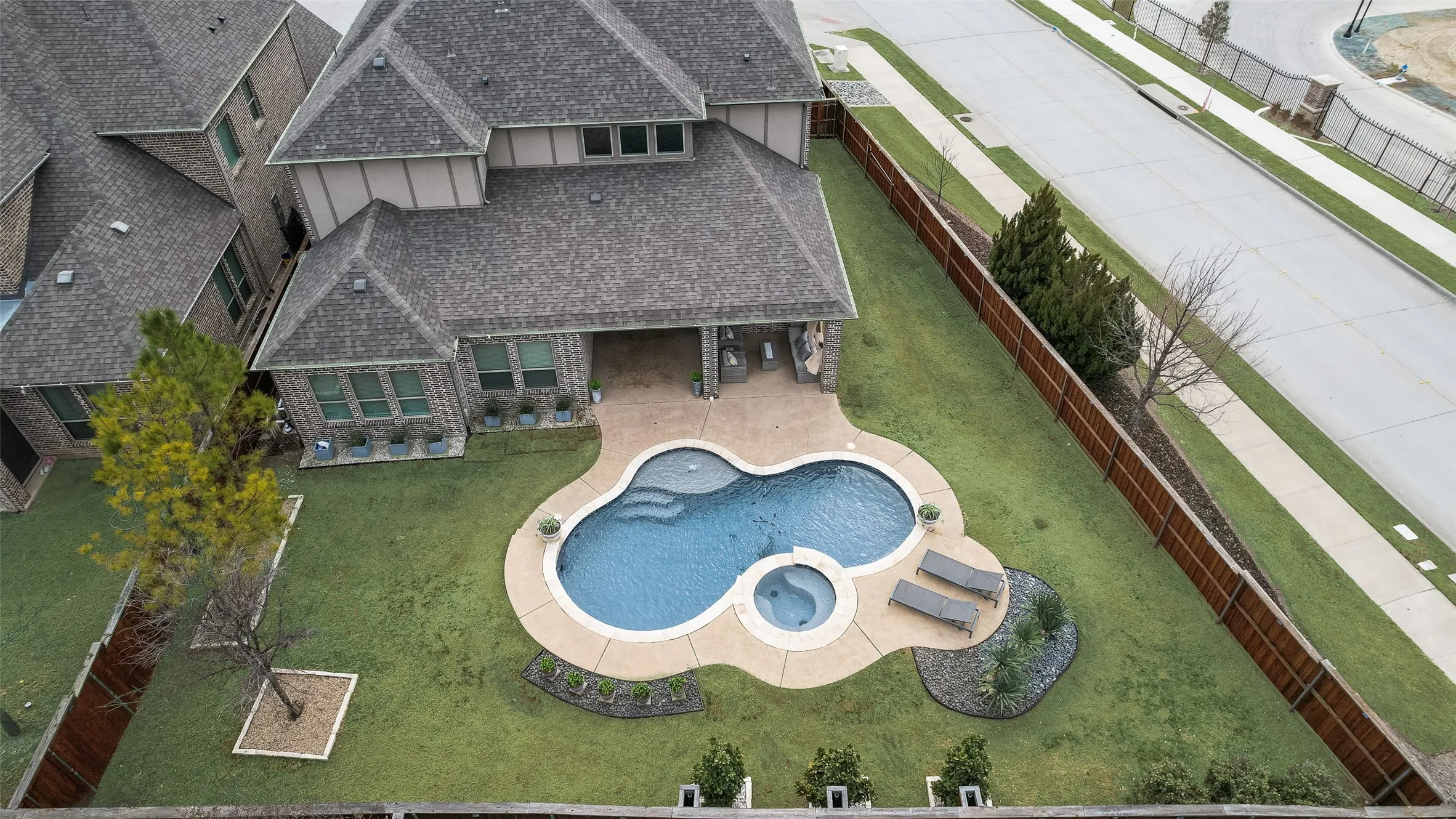 Aerial view of the backyard!