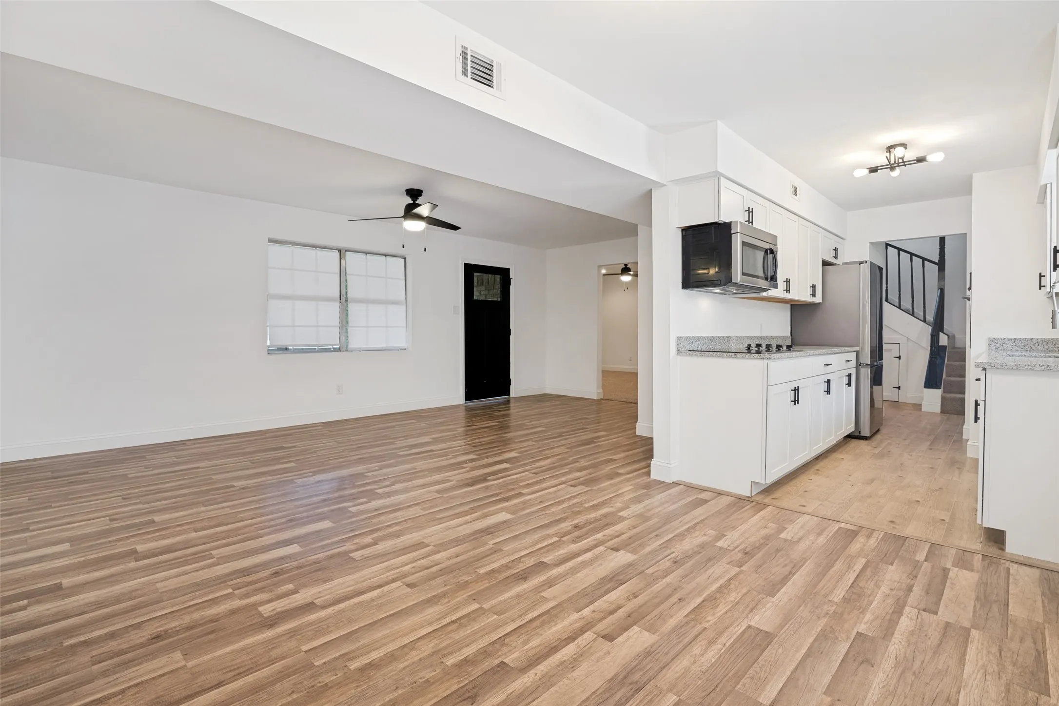 View into kitchen from dining area