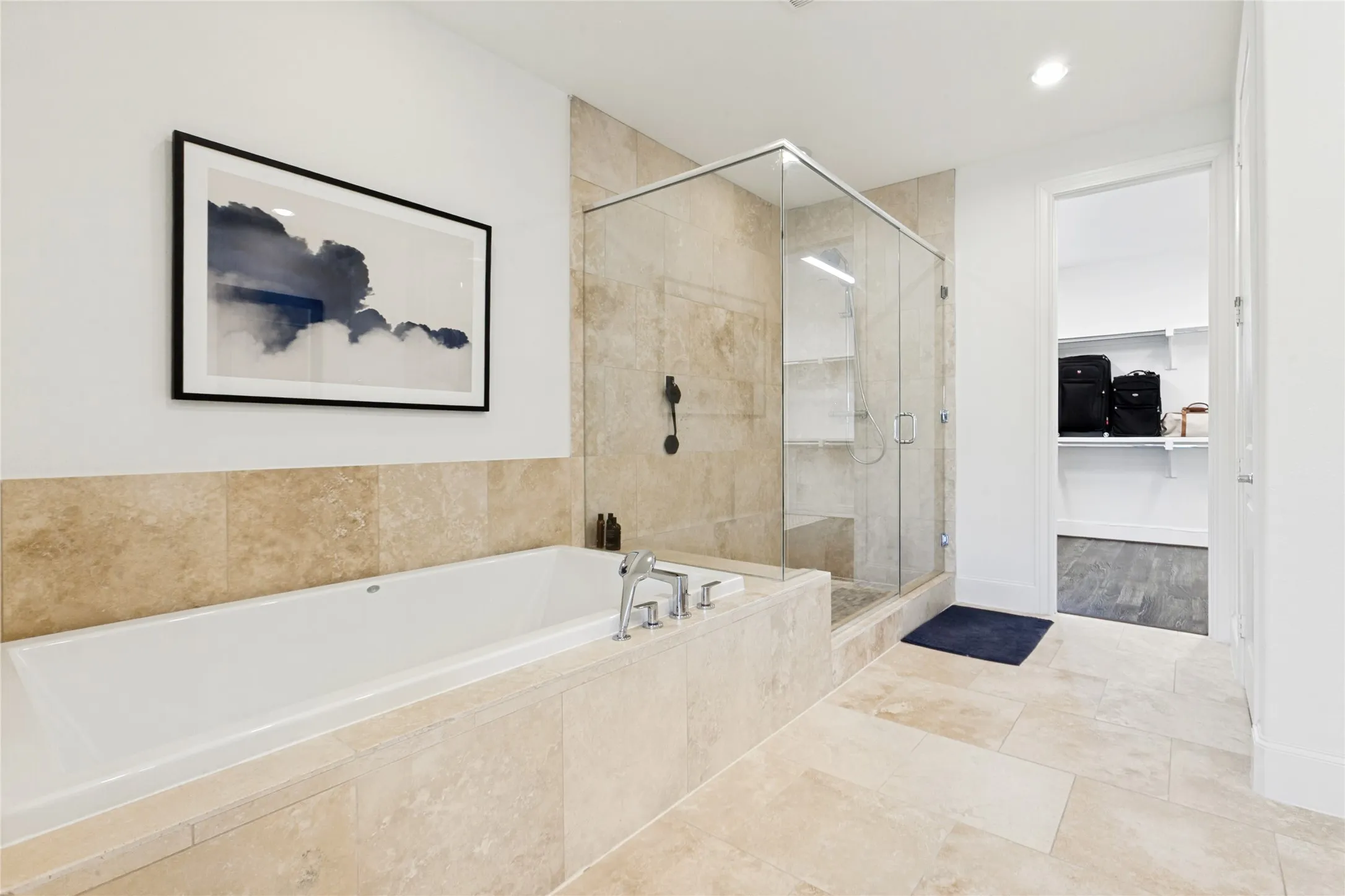 Soaking tub and separate shower