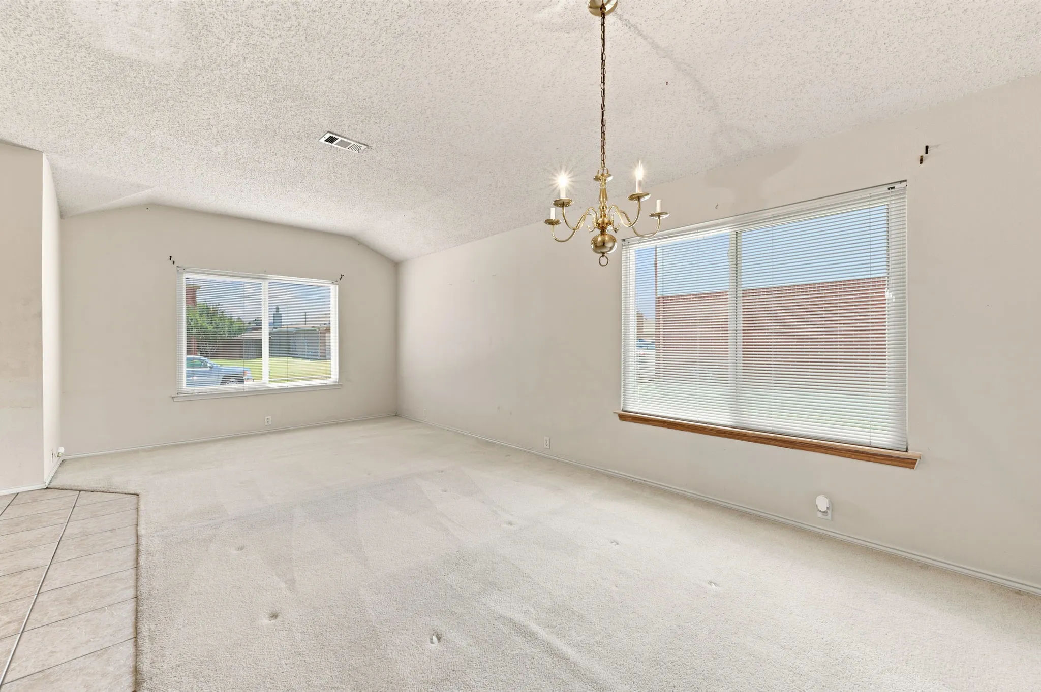 Nice natural light provided by NEWER REPLACEMENT WINDOWS. Multi-use space for use as entertainment, office, playroom or whatever else is needed.