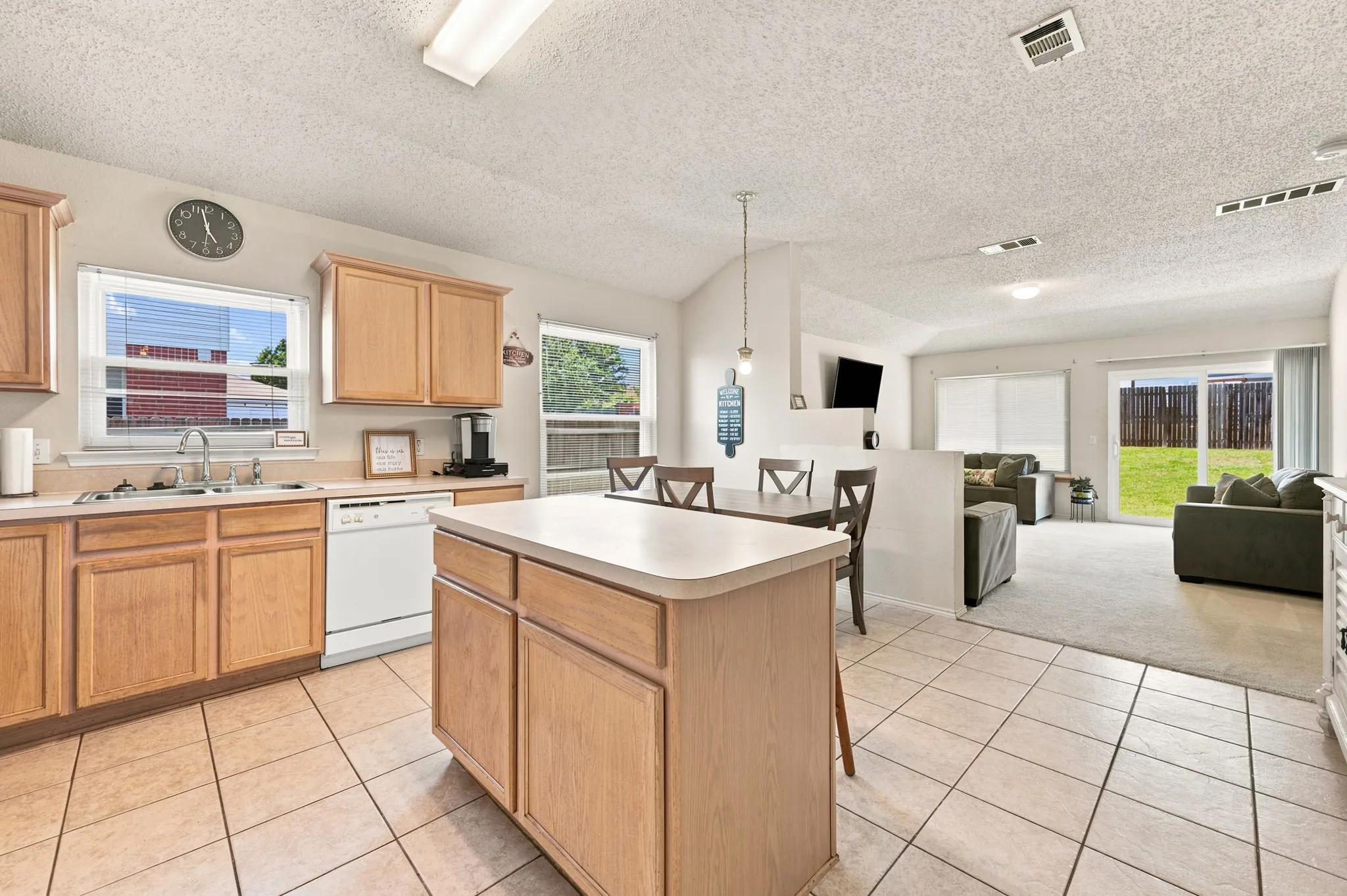 Open Concept floor plan with kitchen, dining and family living area