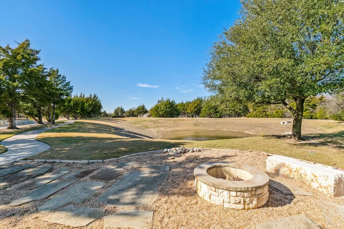 Fire pit and walking trail.