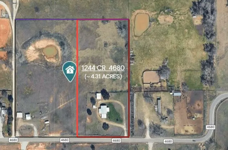 Aerial Property Map. Displaying the property boundaries and address for approximate 4.31 acres