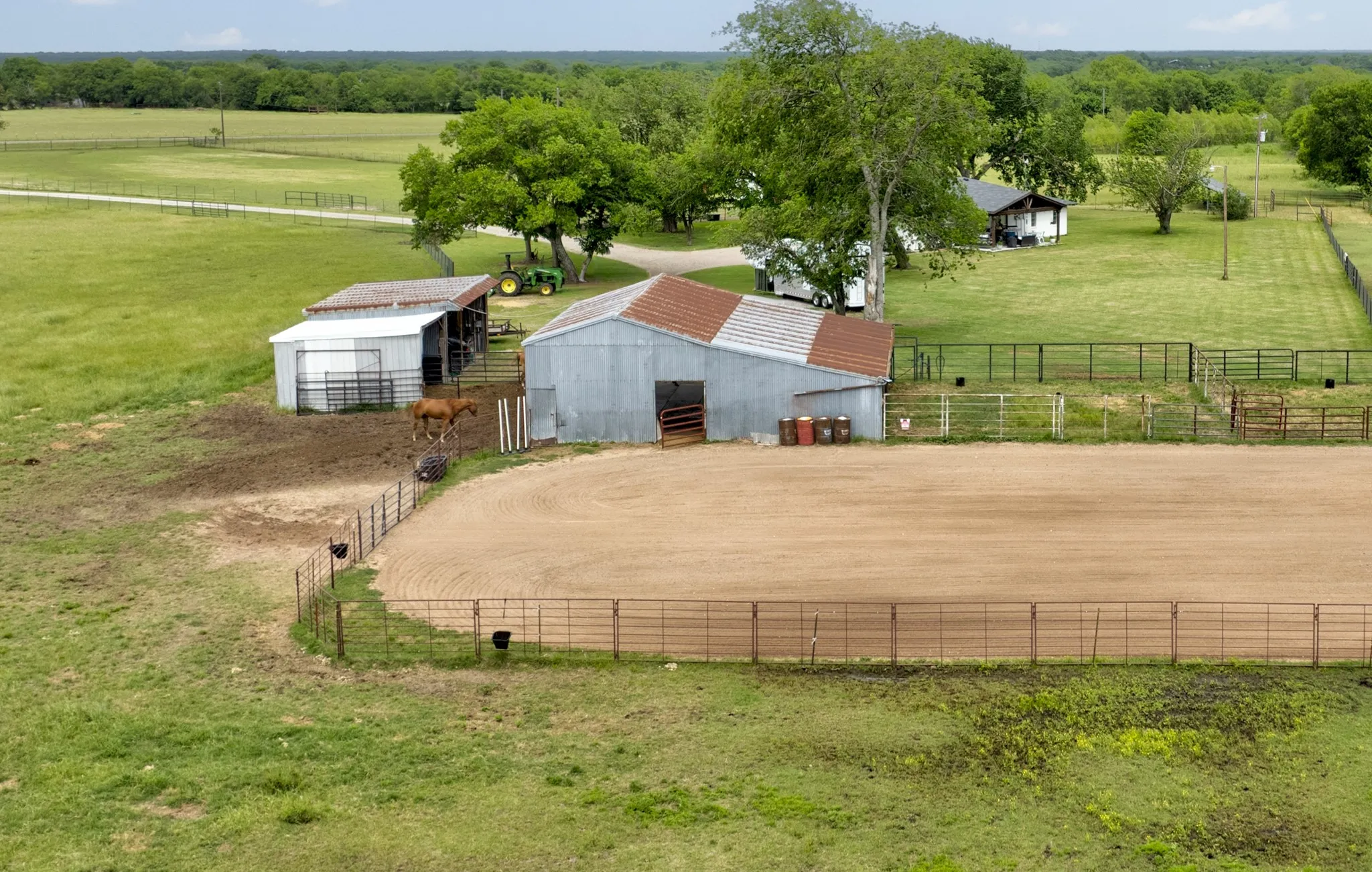 View of the arena and barn.