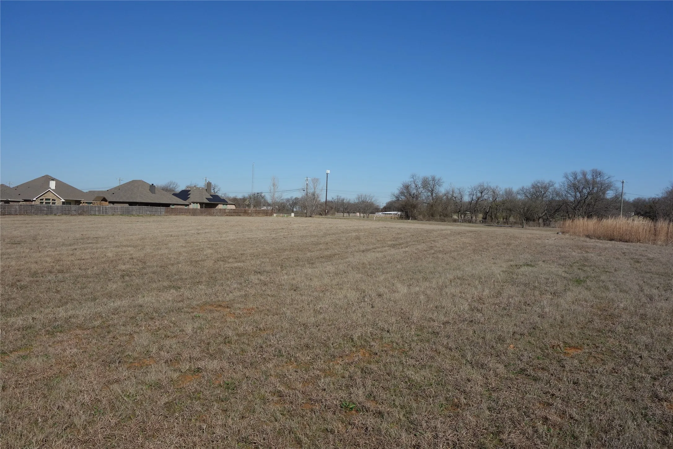 Expansive, level land parcel with a clear, open sky backdrop