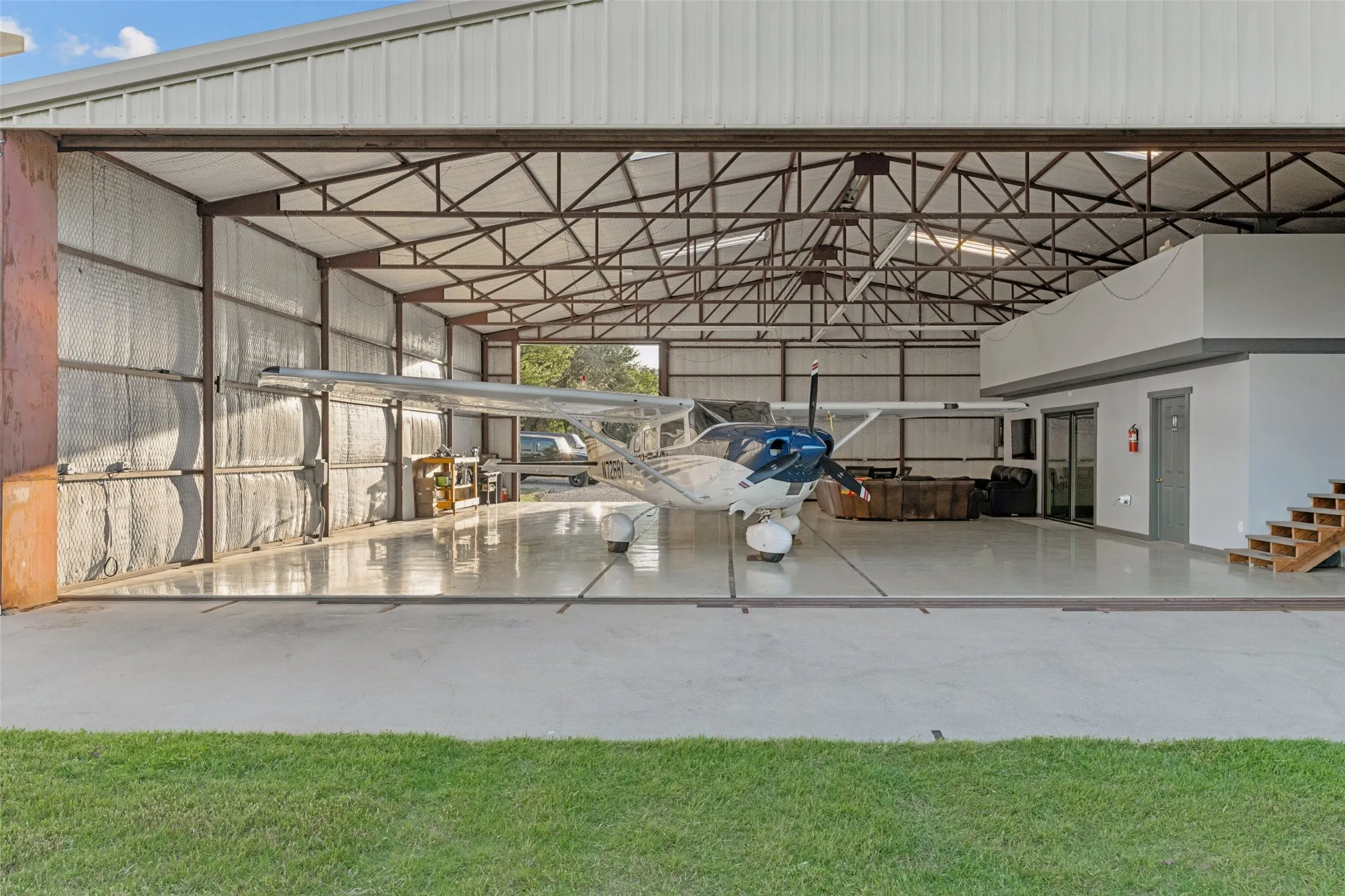 Hangar, complete with Office (could be bedroom) and full bath