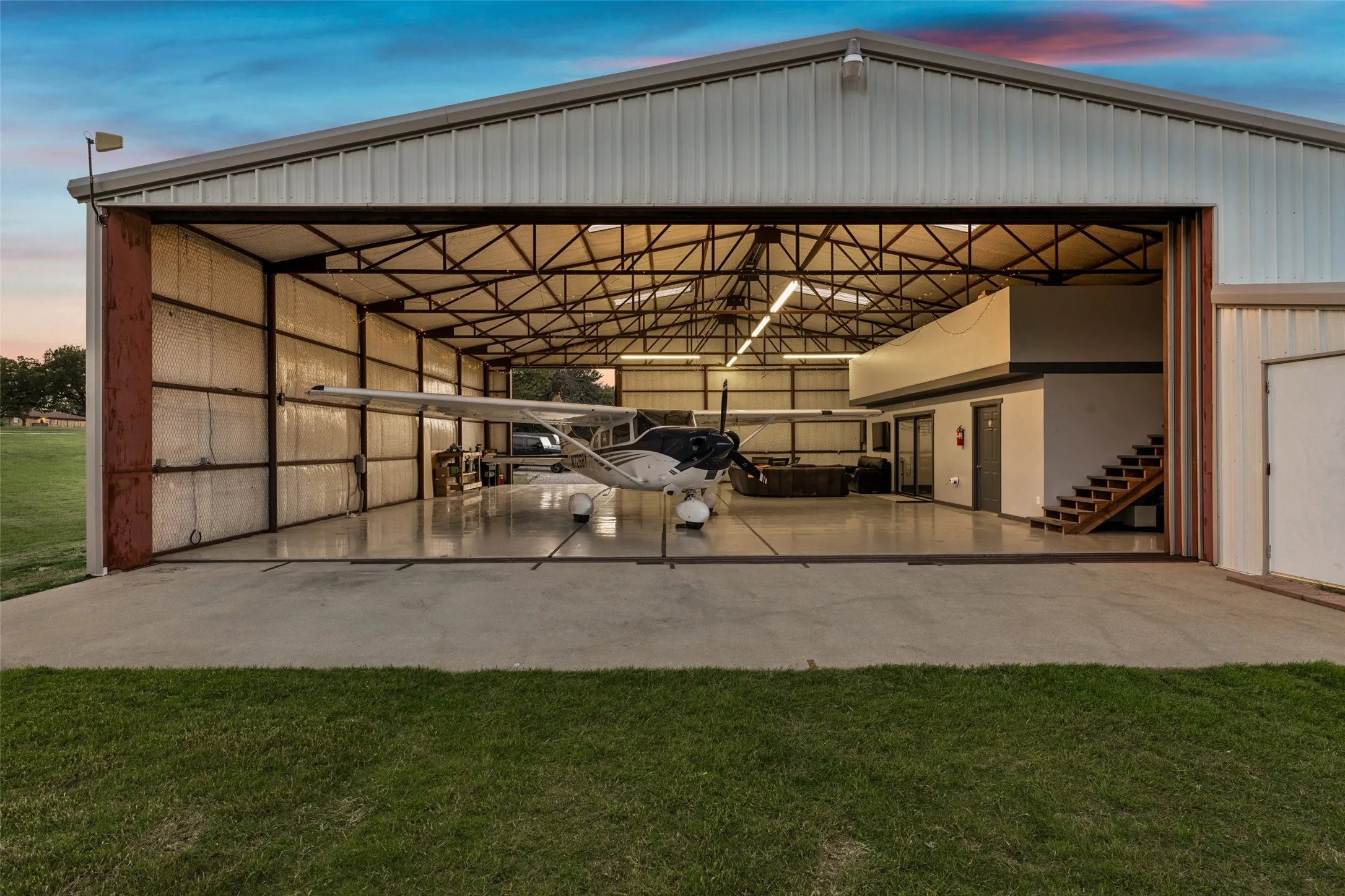 Hangar, complete with Office (could be bedroom) and full bath