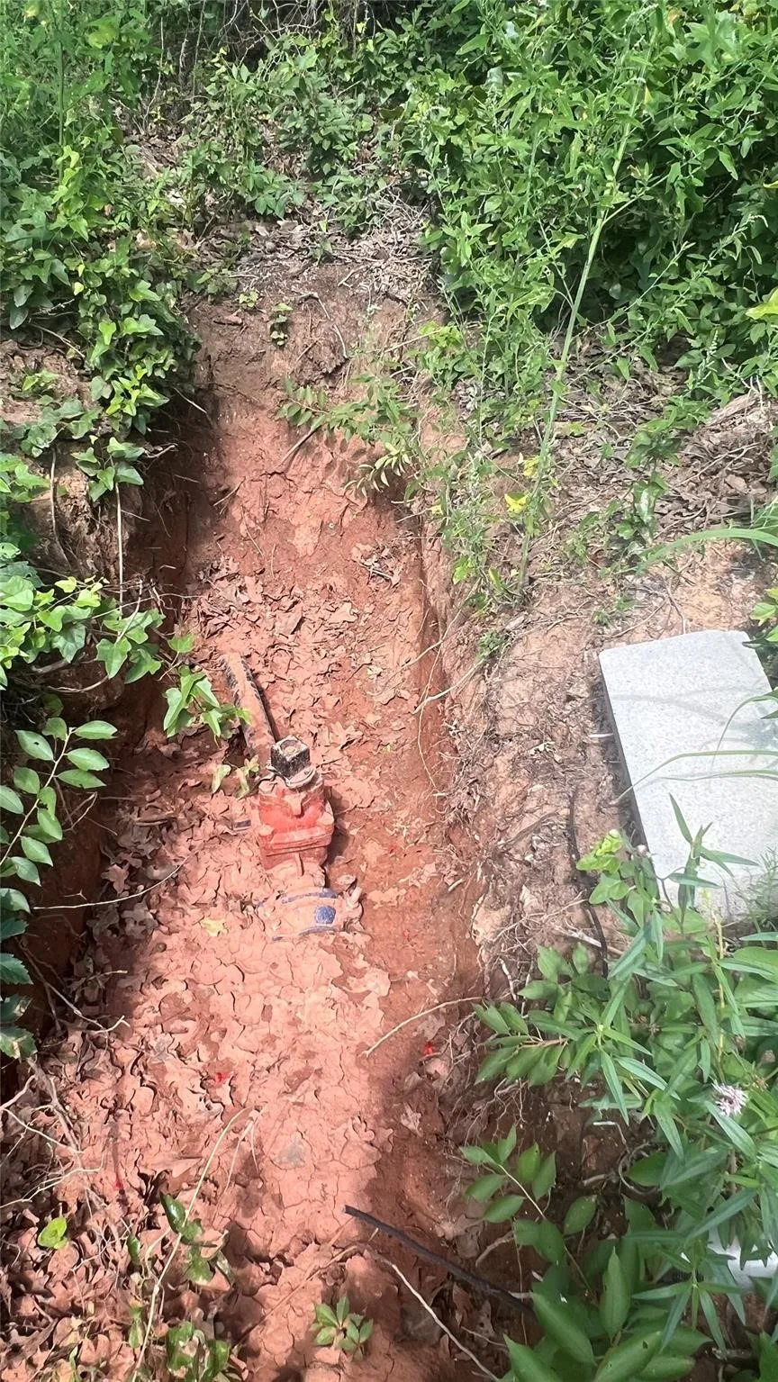 City water connection at the front of the property