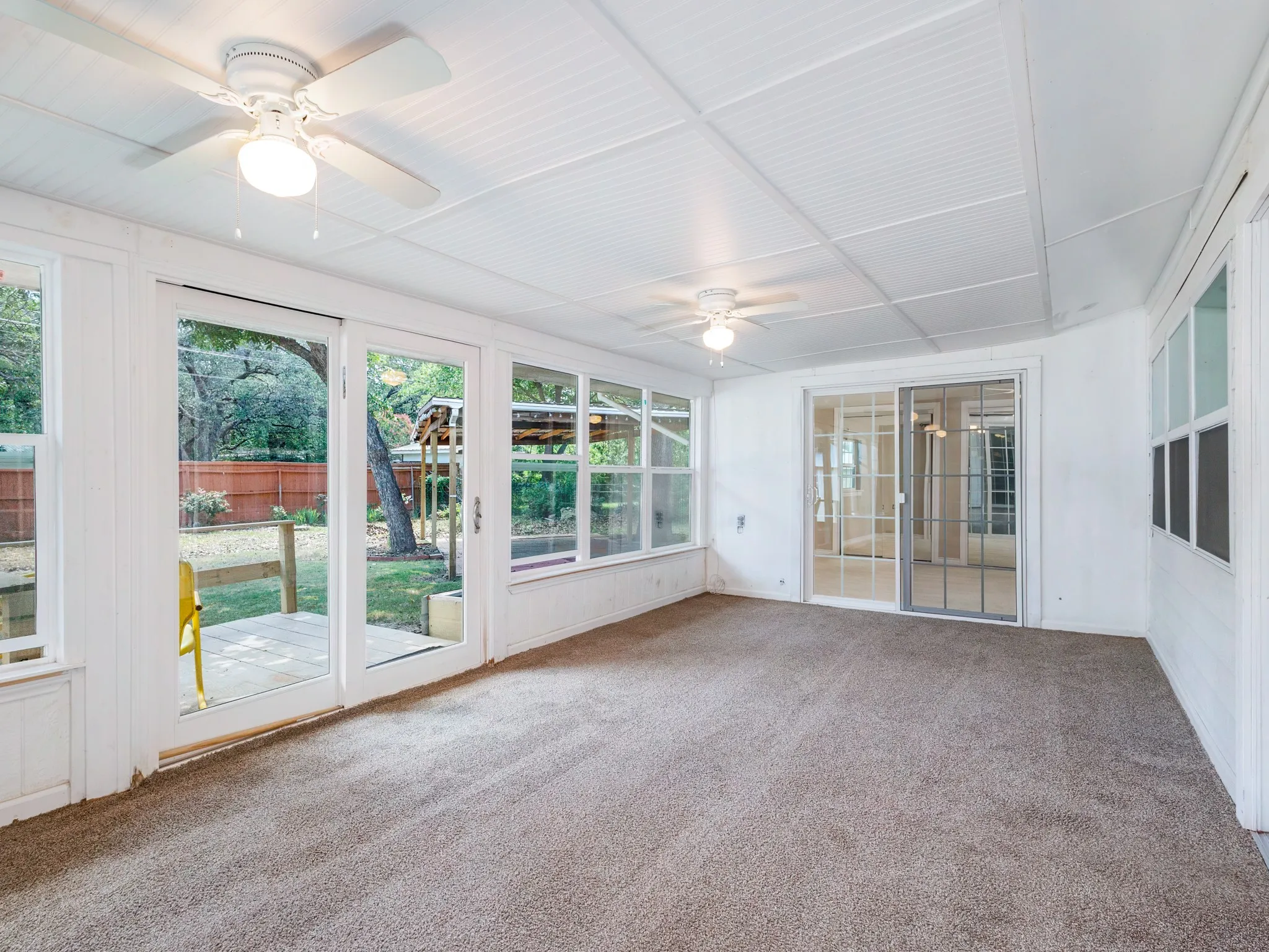 Enclosed sun room.