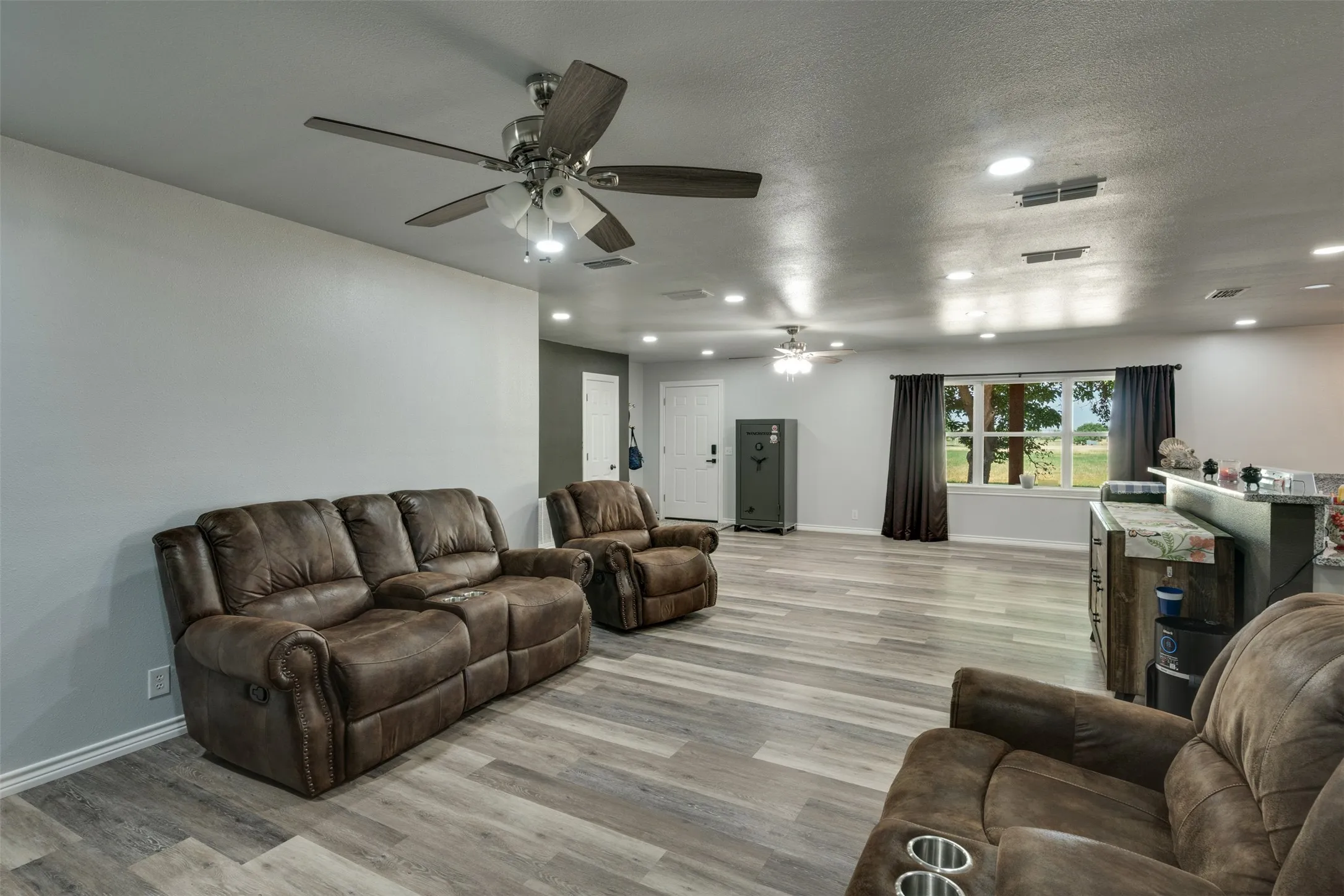 Large open floor plan with updated modern farmhouse finishes.
