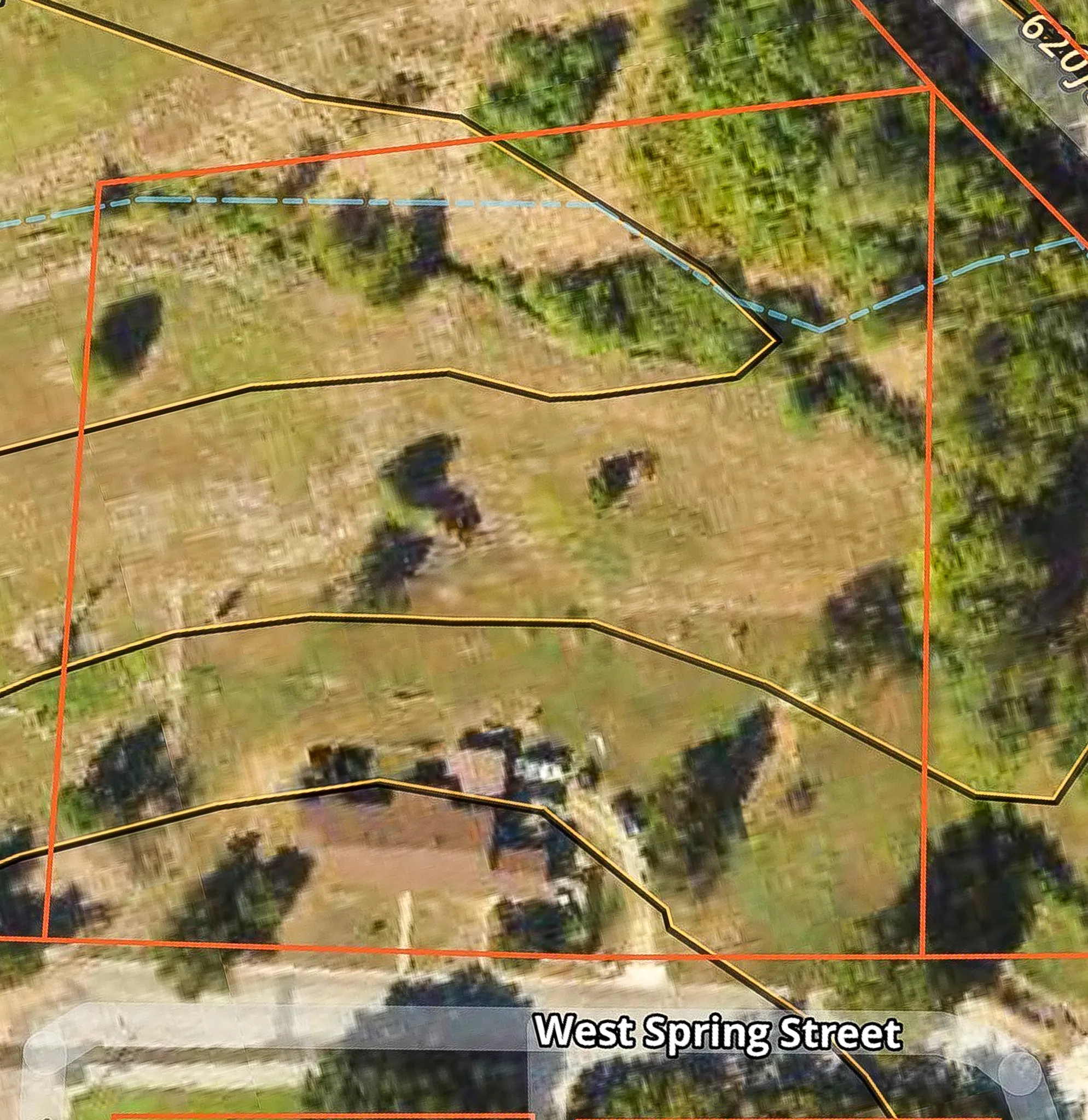 Property Map. An aerial representation of the property boundaries and surrounding area, including West Spring Street