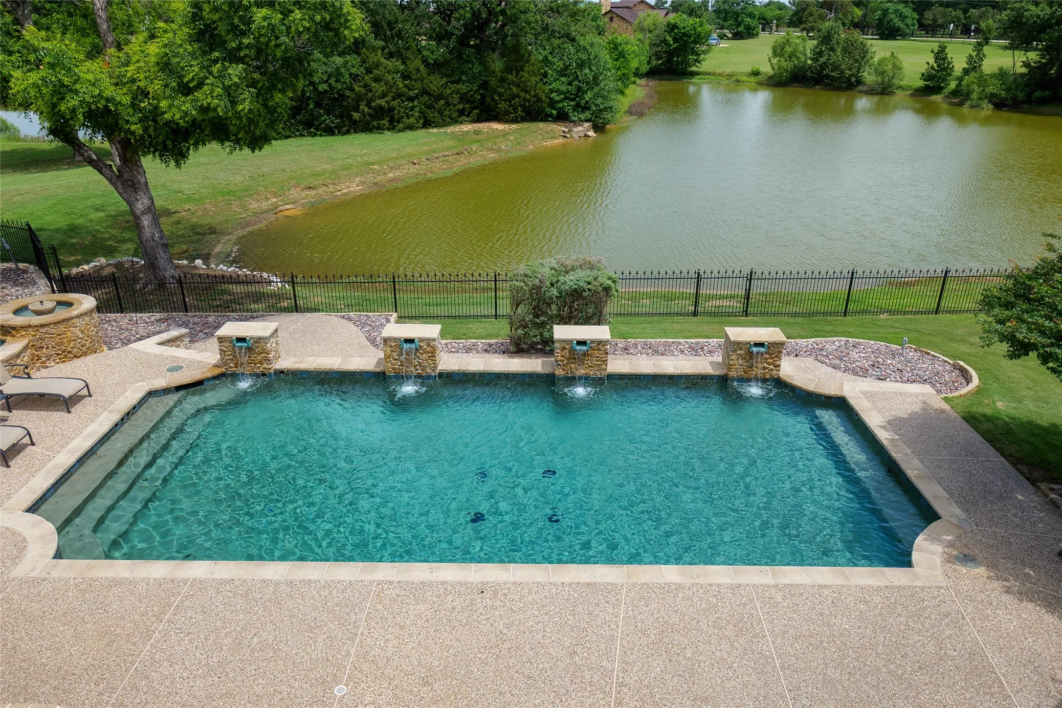 Pond and pool view from the main house patio