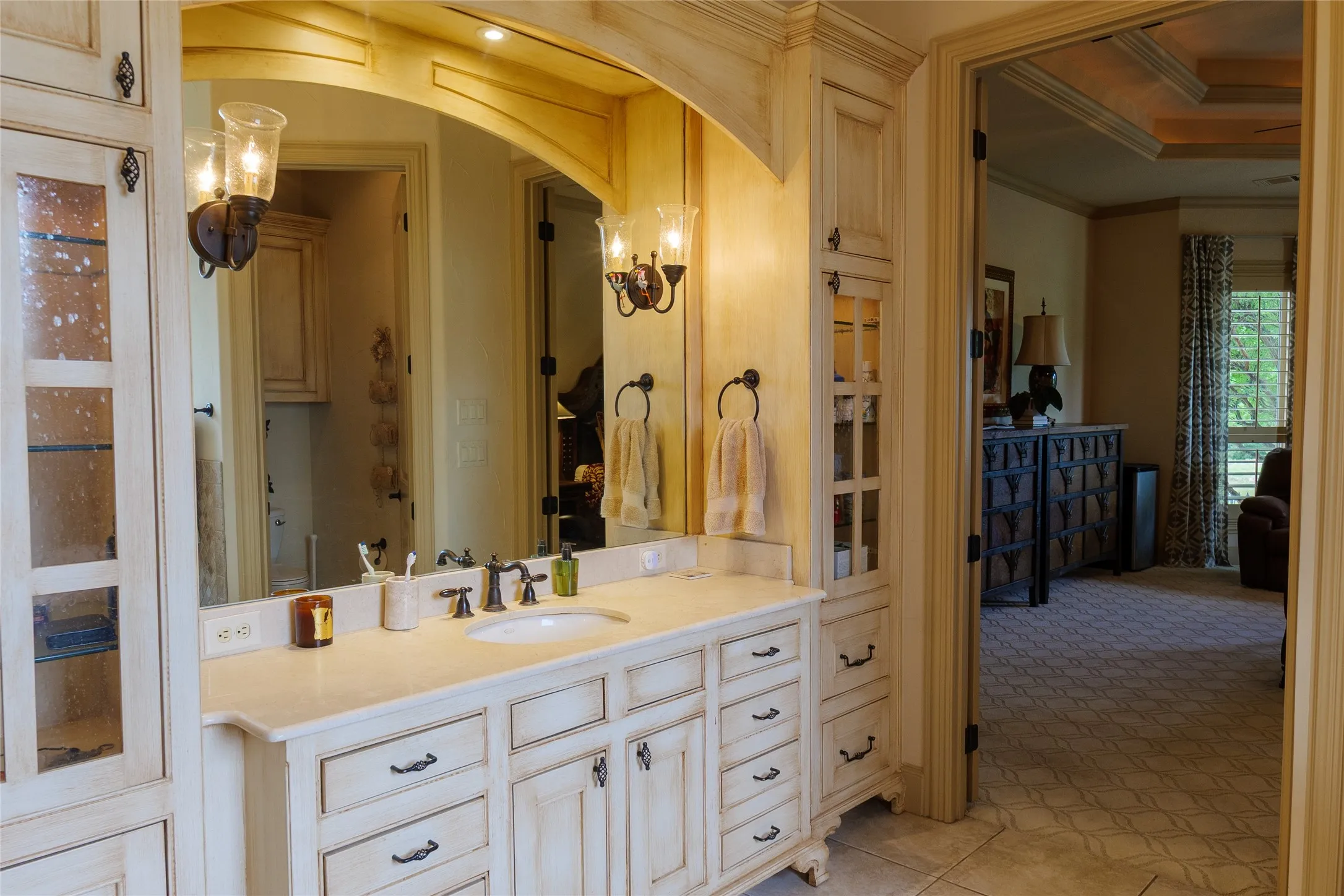 This large bathroom is too big to capture in pictures - beautifully displayed with separate vanities, shower and large walk-in closet
