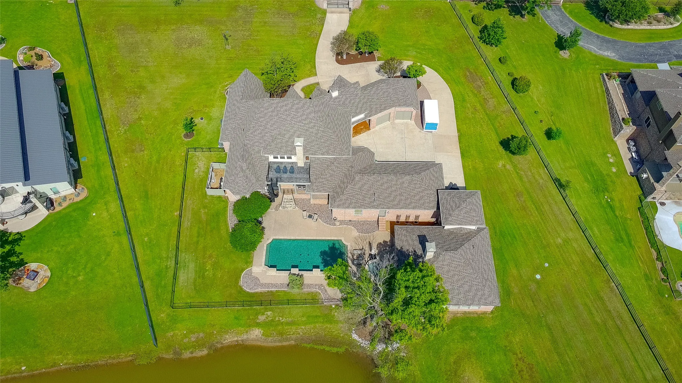 Great aerial showing the fence line of the acreage/property