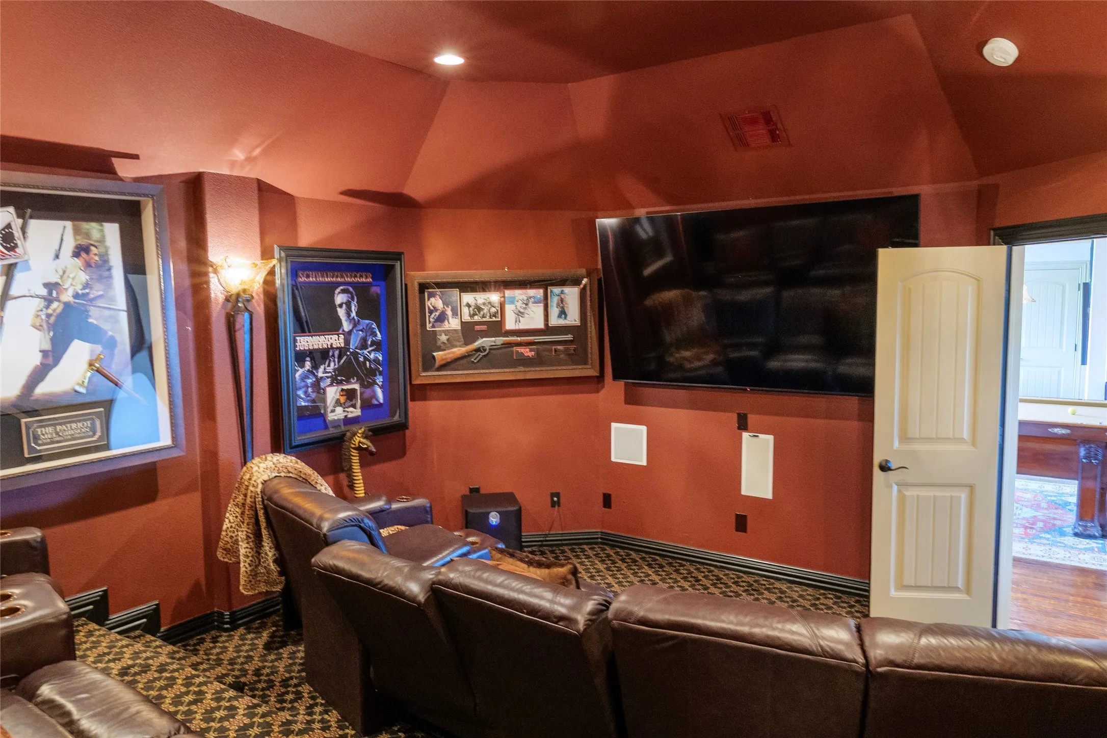 Large media room located upstairs in the main house next to the gameroom